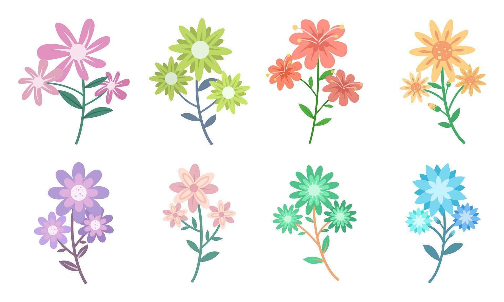 collection of colorful flower bouquets flat design Stock Free