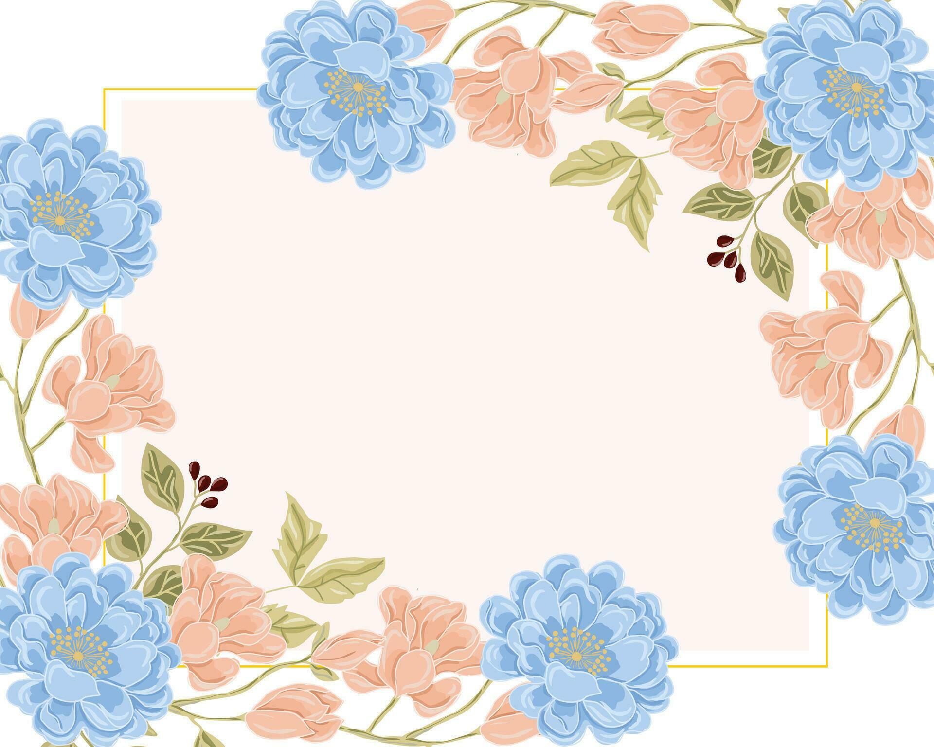 Hand Drawn Magnolia and Rose Flower Border Stock Free