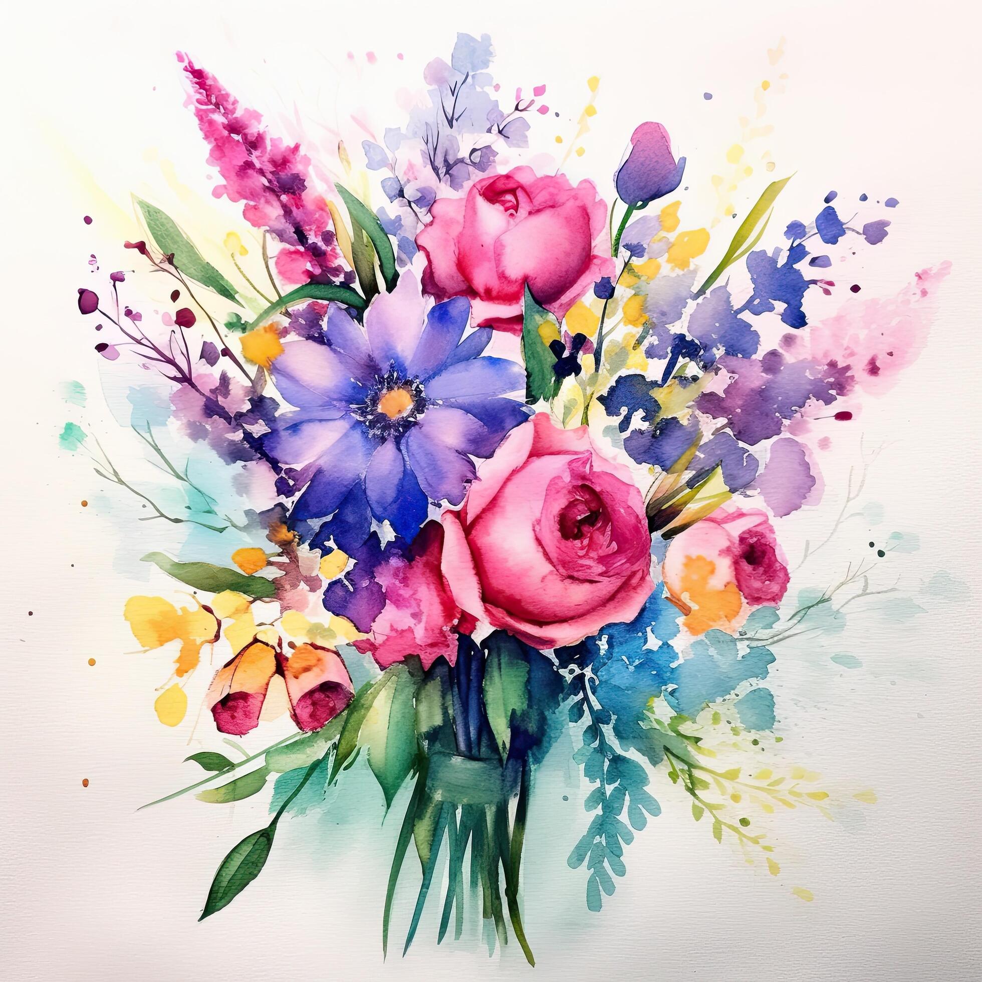 Watercolor flower bouquet. Illustration Stock Free