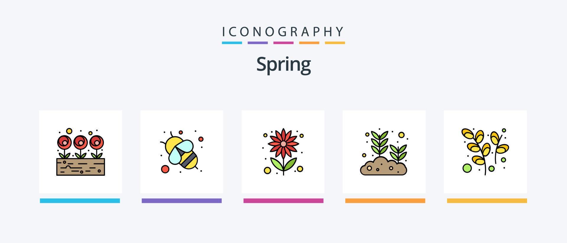 
									Spring Line Filled 5 Icon Pack Including doodle. nature. bird. tulip. flower. Creative Icons Design Stock Free