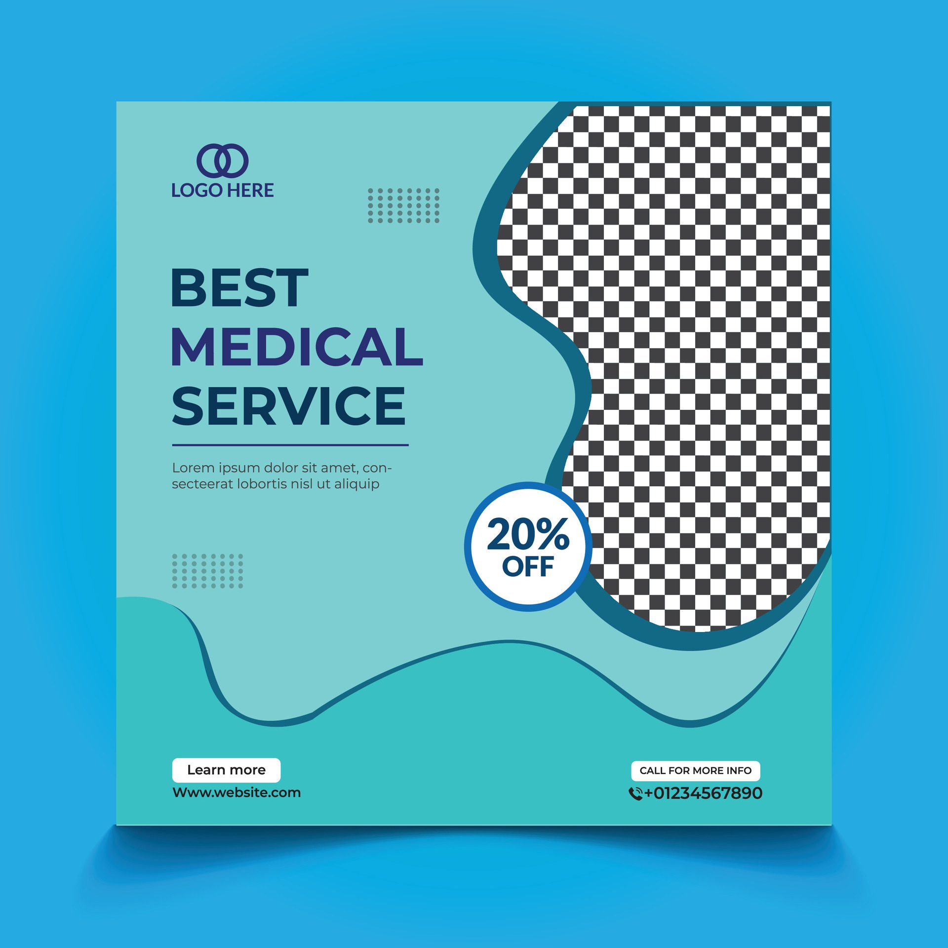 Medical social media post template. Modern banner design with place for the photo. Free Vector