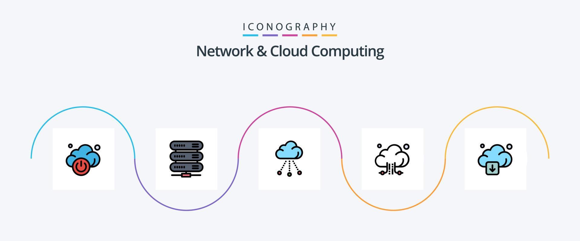 Network And Cloud Computing Line Filled Flat 5 Icon Pack Including . connection. technology. arrow Stock Free