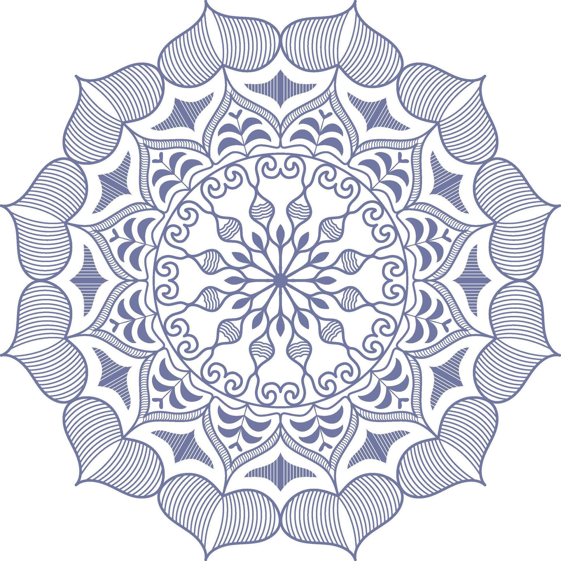 A circular mandala design with blue and white flowers Stock Free