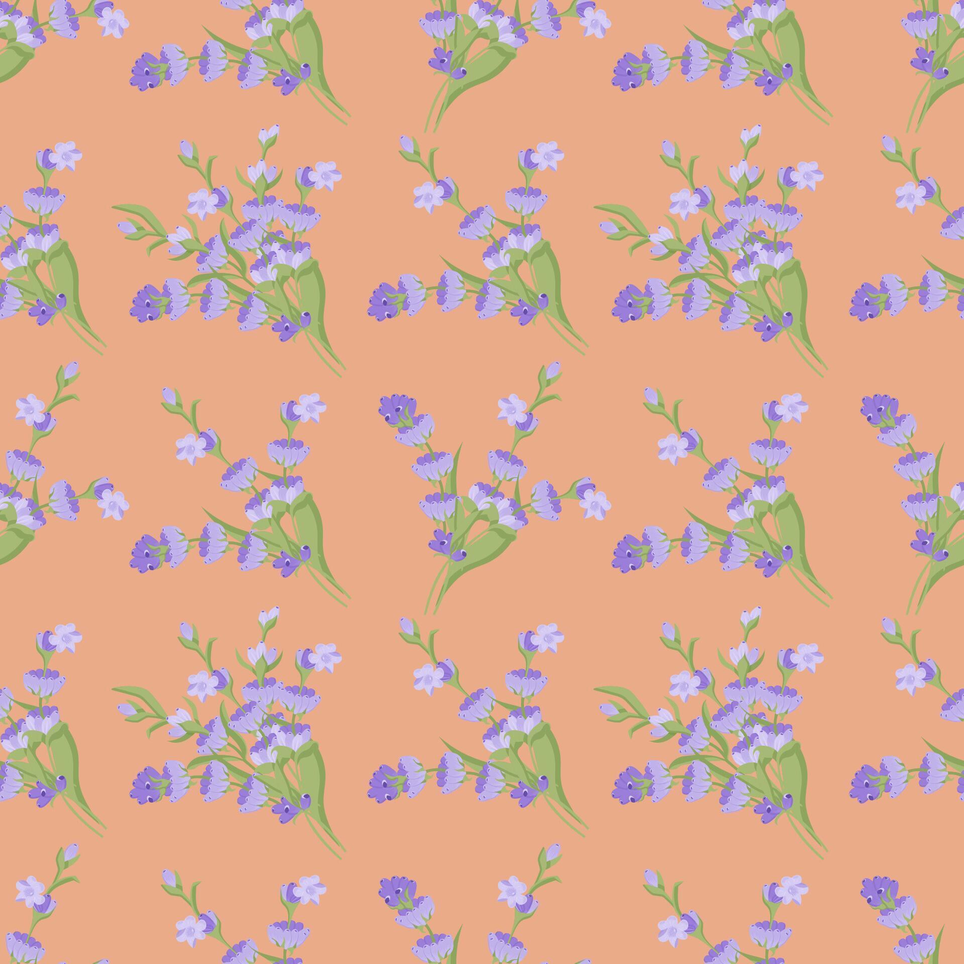 A sprig of lavender. Purple flower. Seamless pattern. illustration. Stock Free