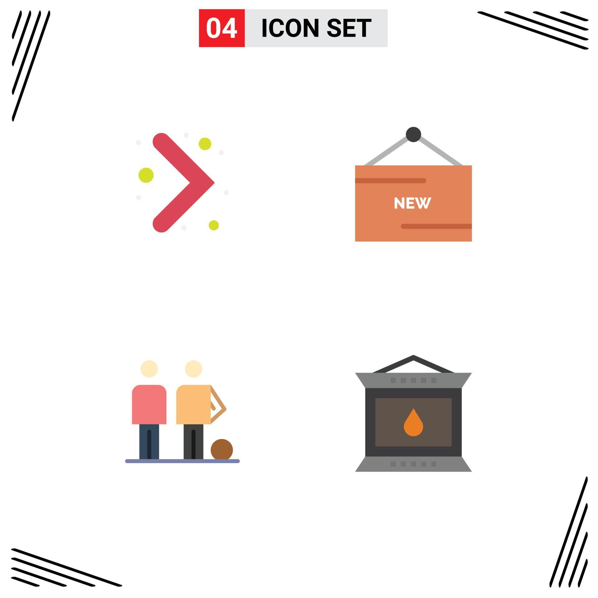 Modern Set of 4 Flat Icons and symbols such as arrow ball ecommerce product friends Editable Vector Design Elements Stock Free