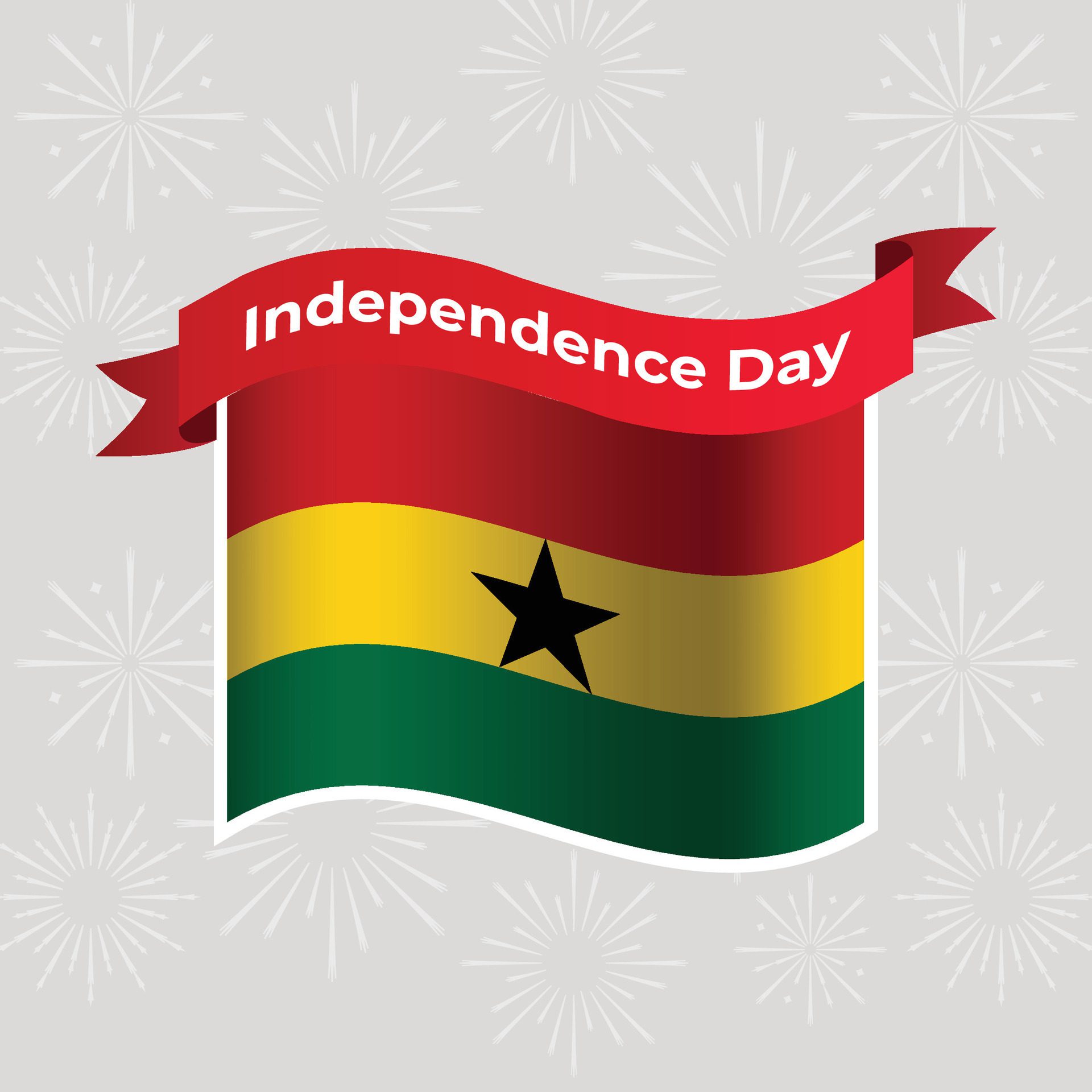 Ghana Wavy Flag Independence Day Banner Background Free Vector