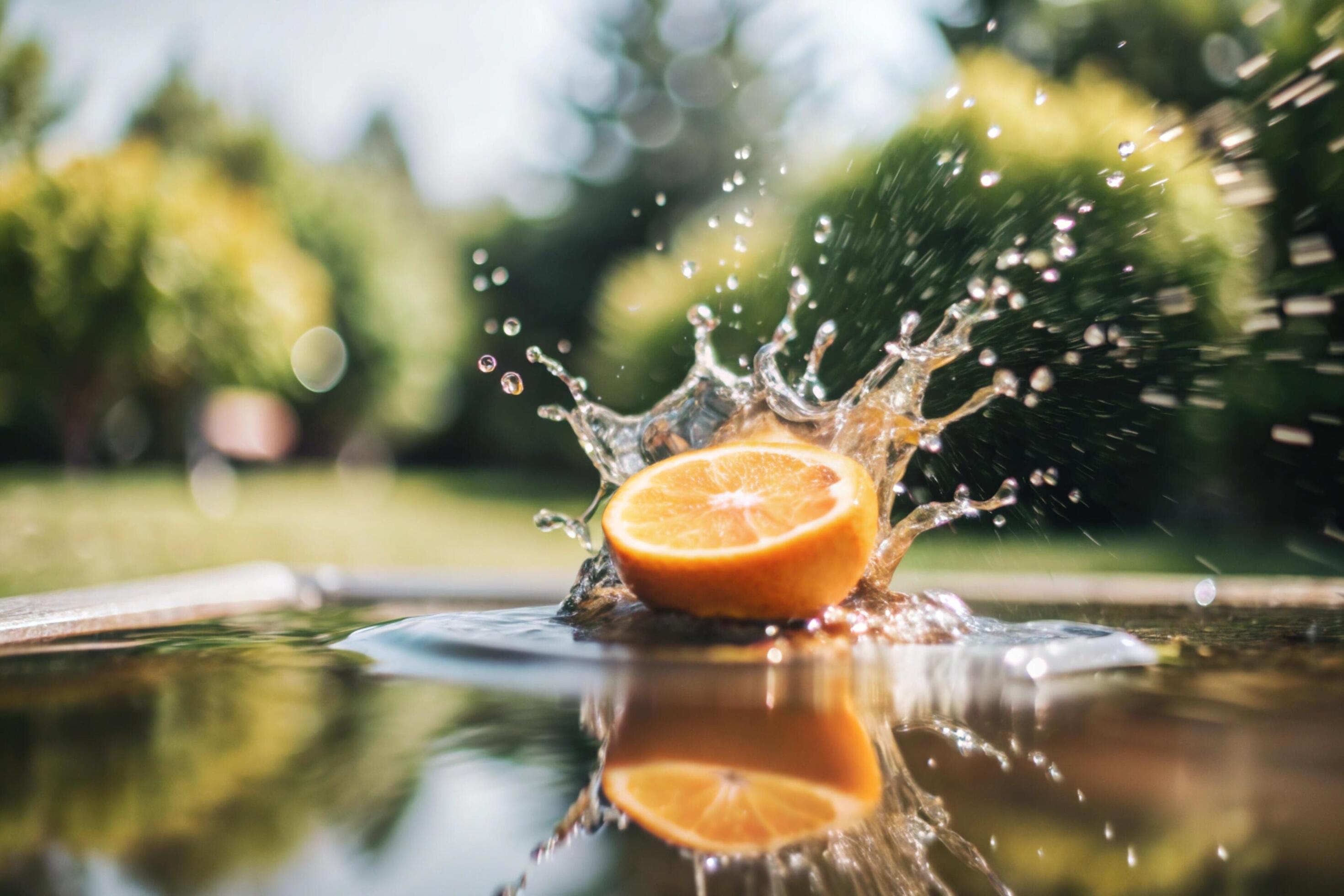 Orange splashes isolated on background Stock Free