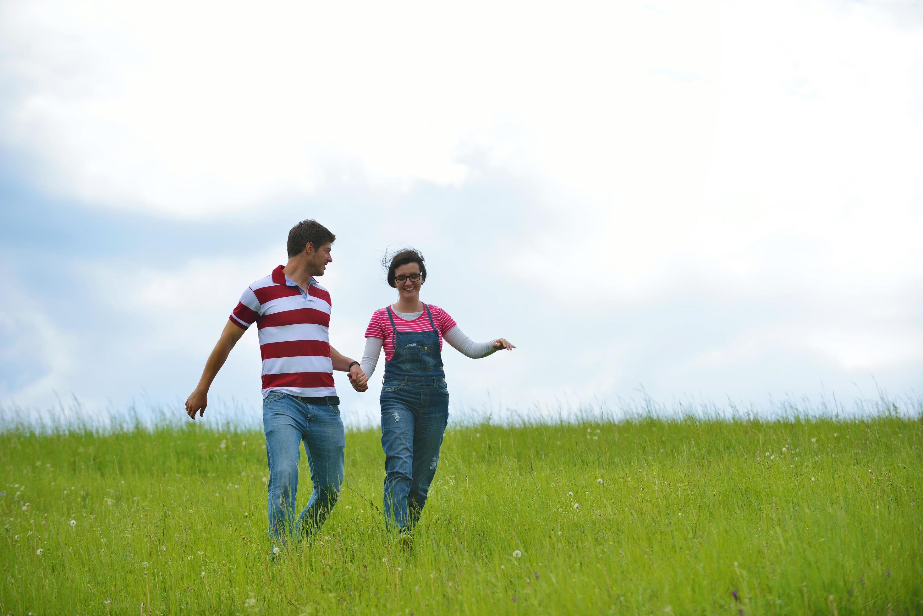 romantic young couple in love together outdoor Stock Free