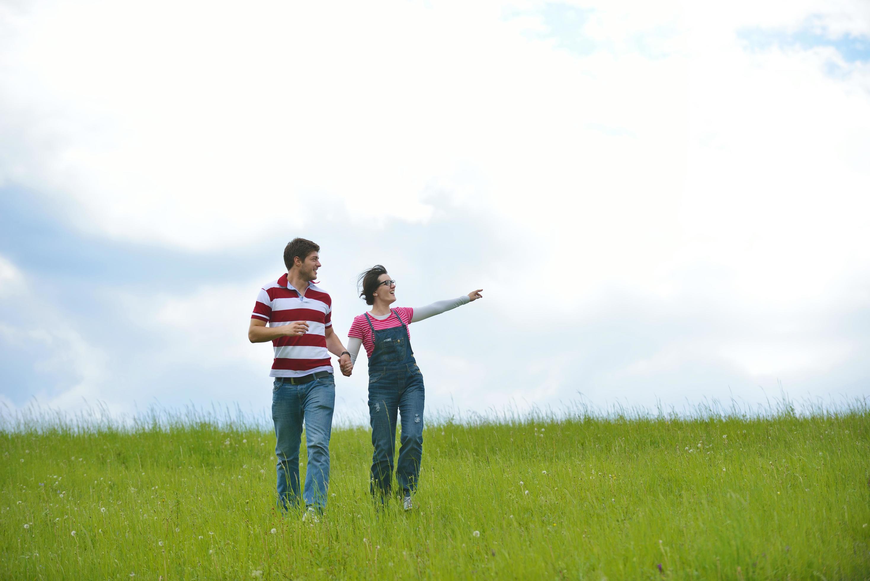 romantic young couple in love together outdoor Stock Free