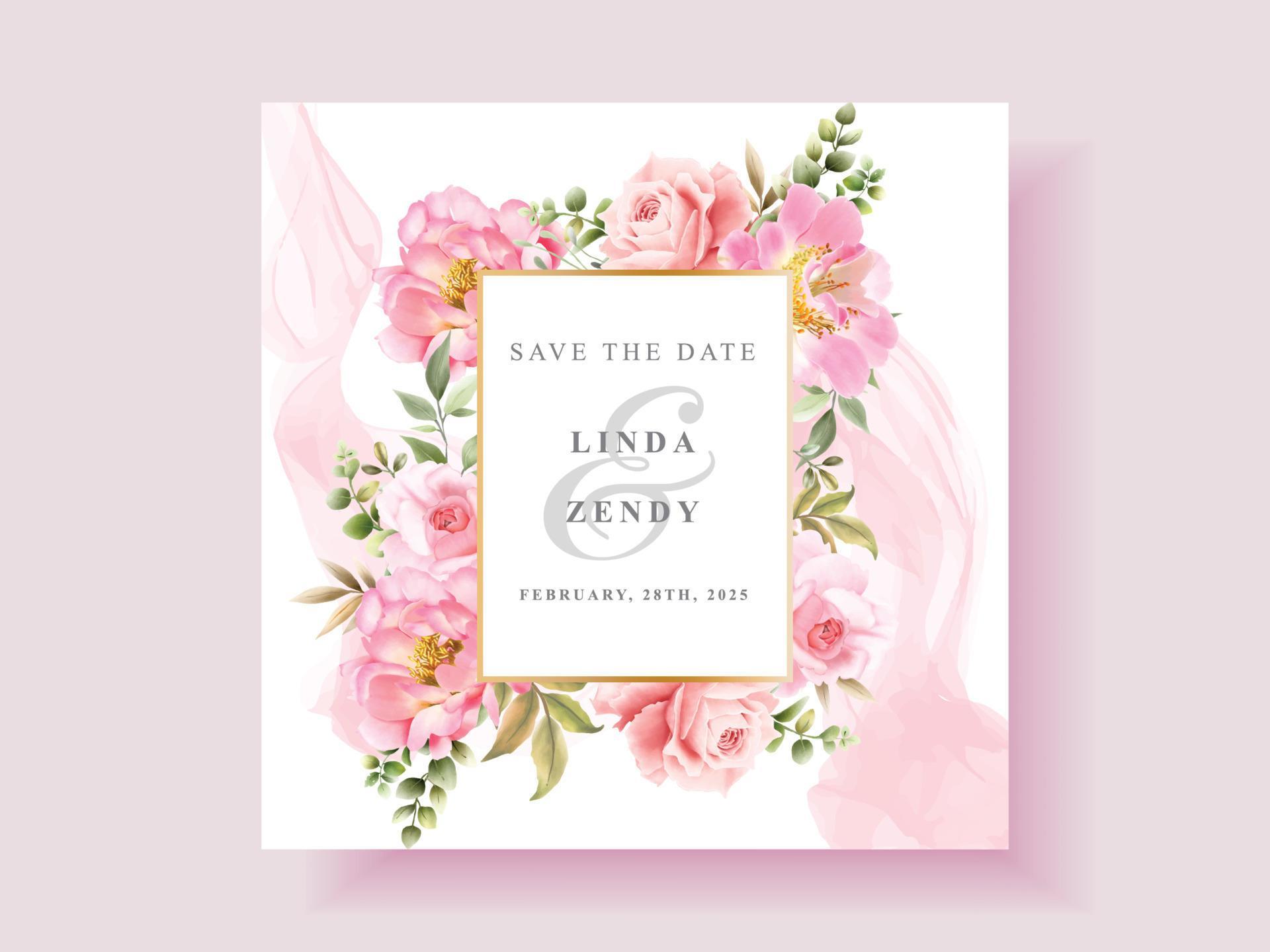 Soft pink flower wedding invitation card Stock Free