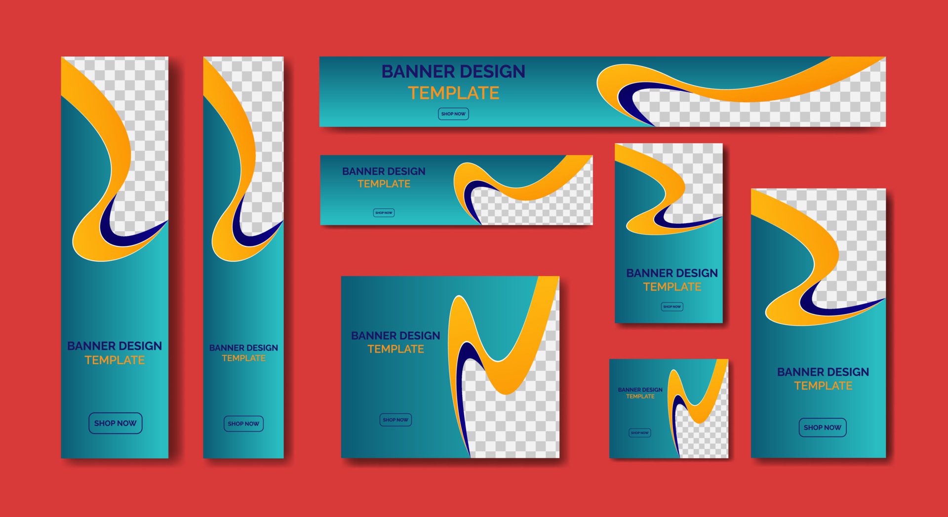 Set Of Ad Banner Template Design Free Vector