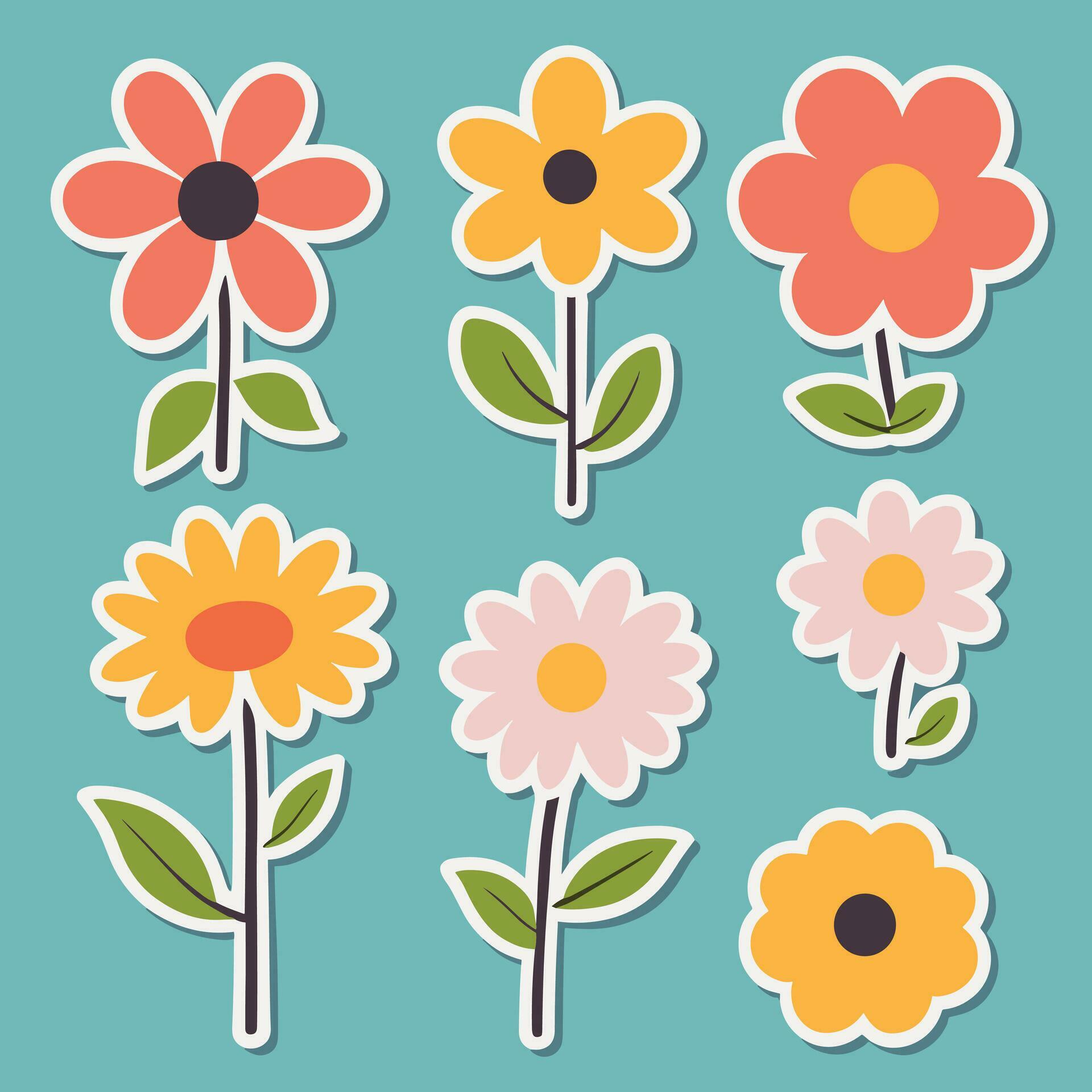 Flower sticker collection Stock Free