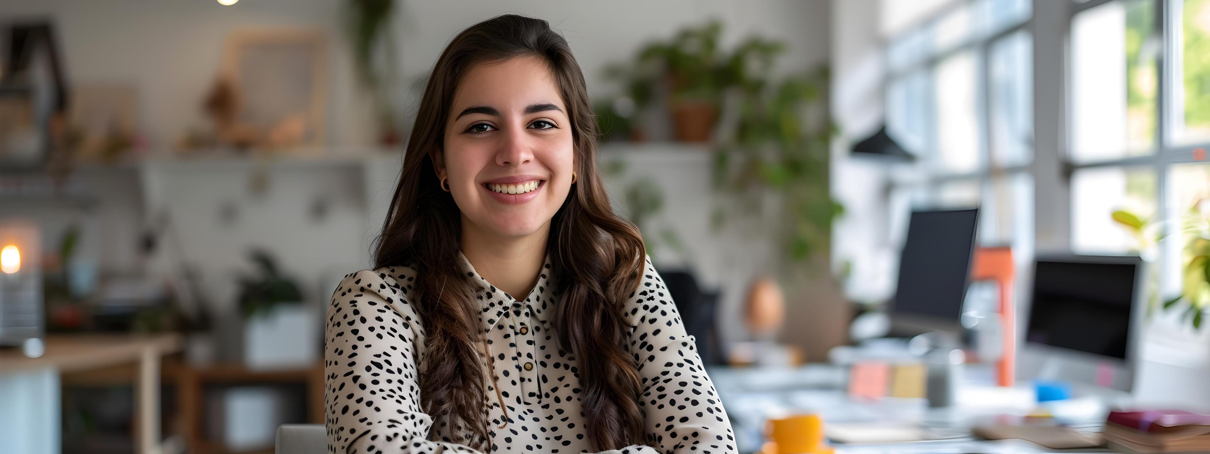 Confident Young Professional Woman Working at Her Desk in a Bright and Airy Office Environment Stock Free