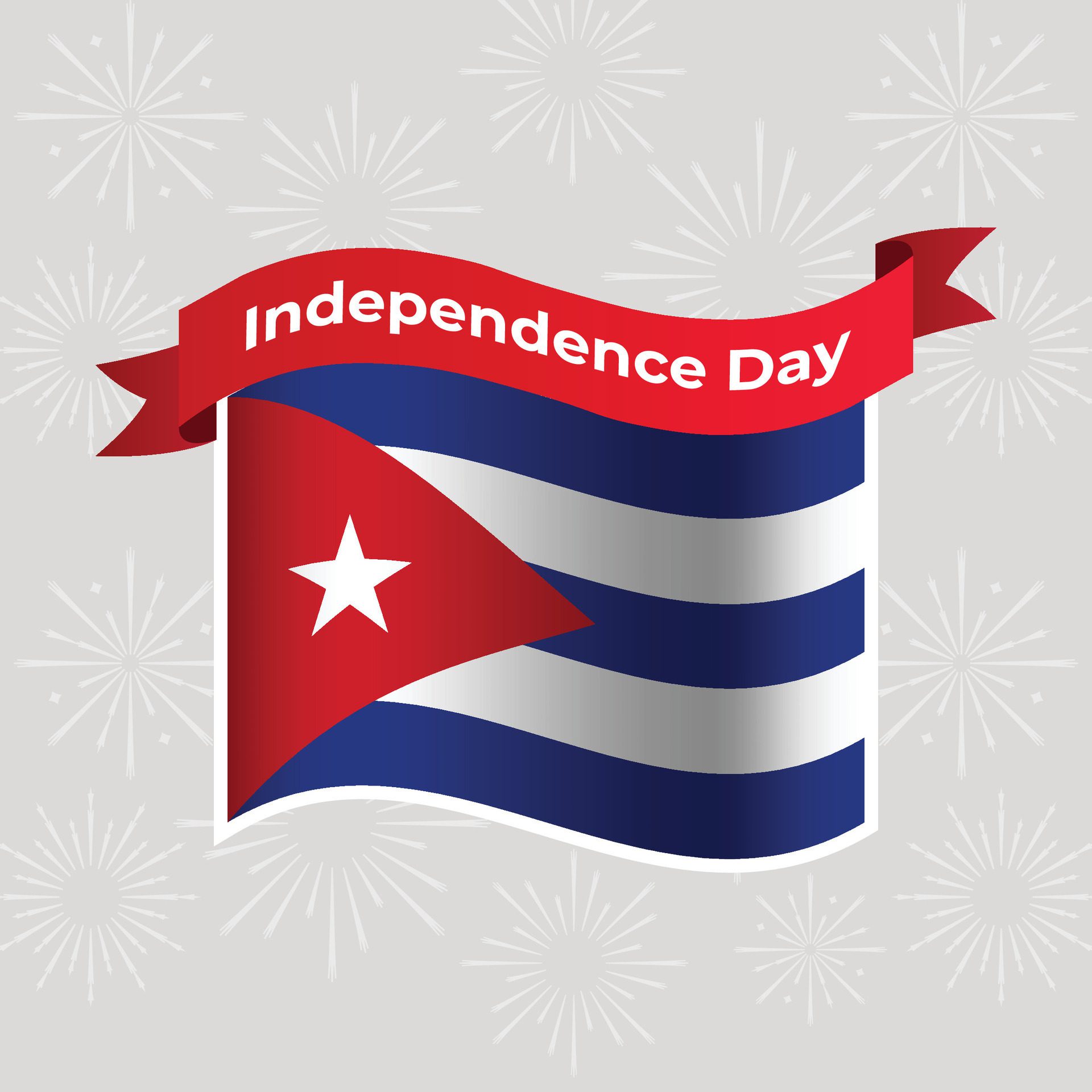 Cuba Wavy Flag Independence Day Banner Background Free Vector