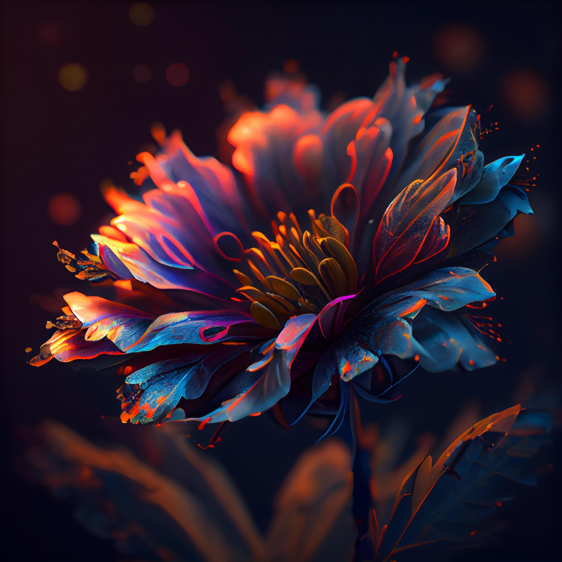 Beautiful flower on a dark background. 3d rendering, 3d illustration., Image Stock Free