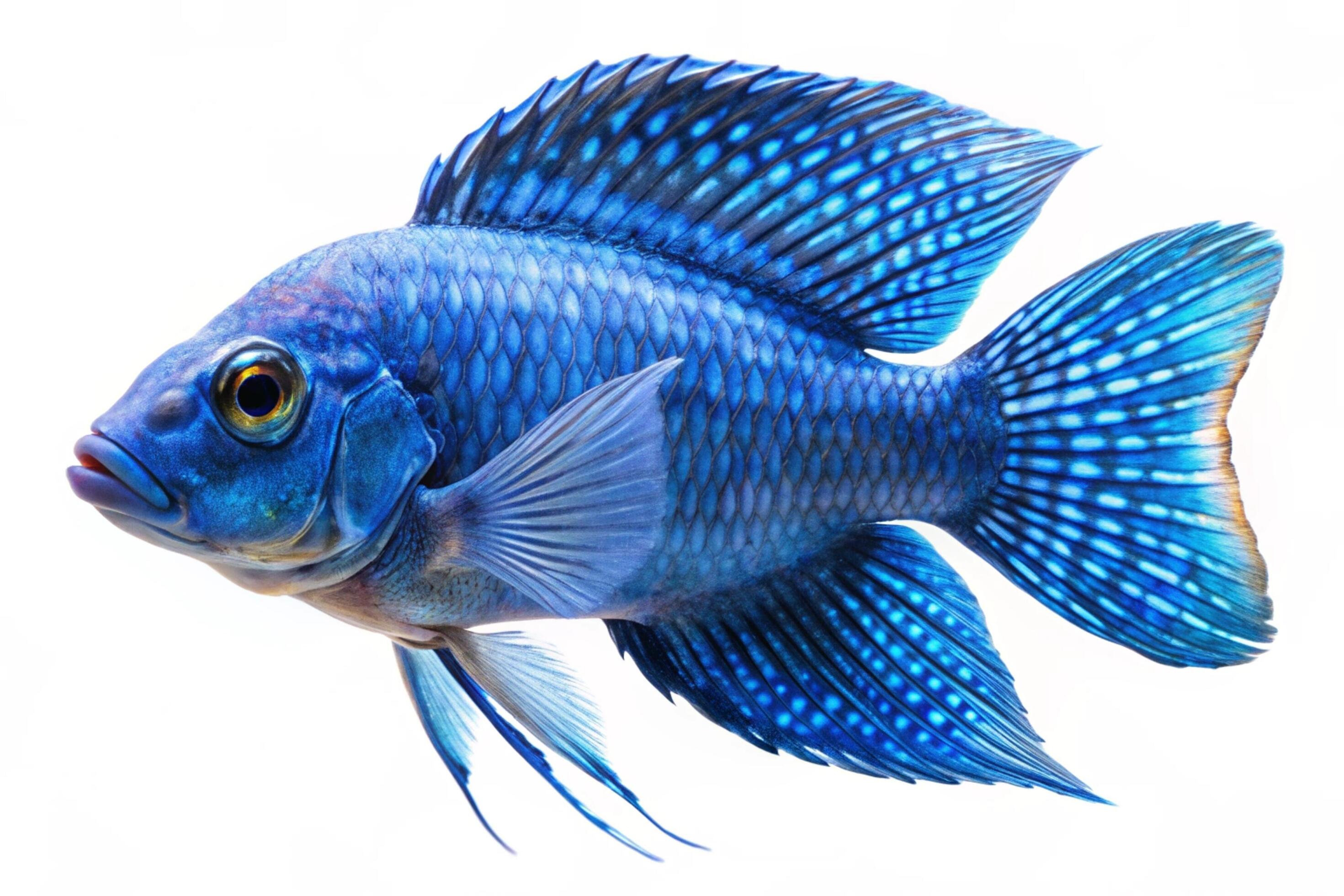 Blue ornamental fish isolated on white background Stock Free