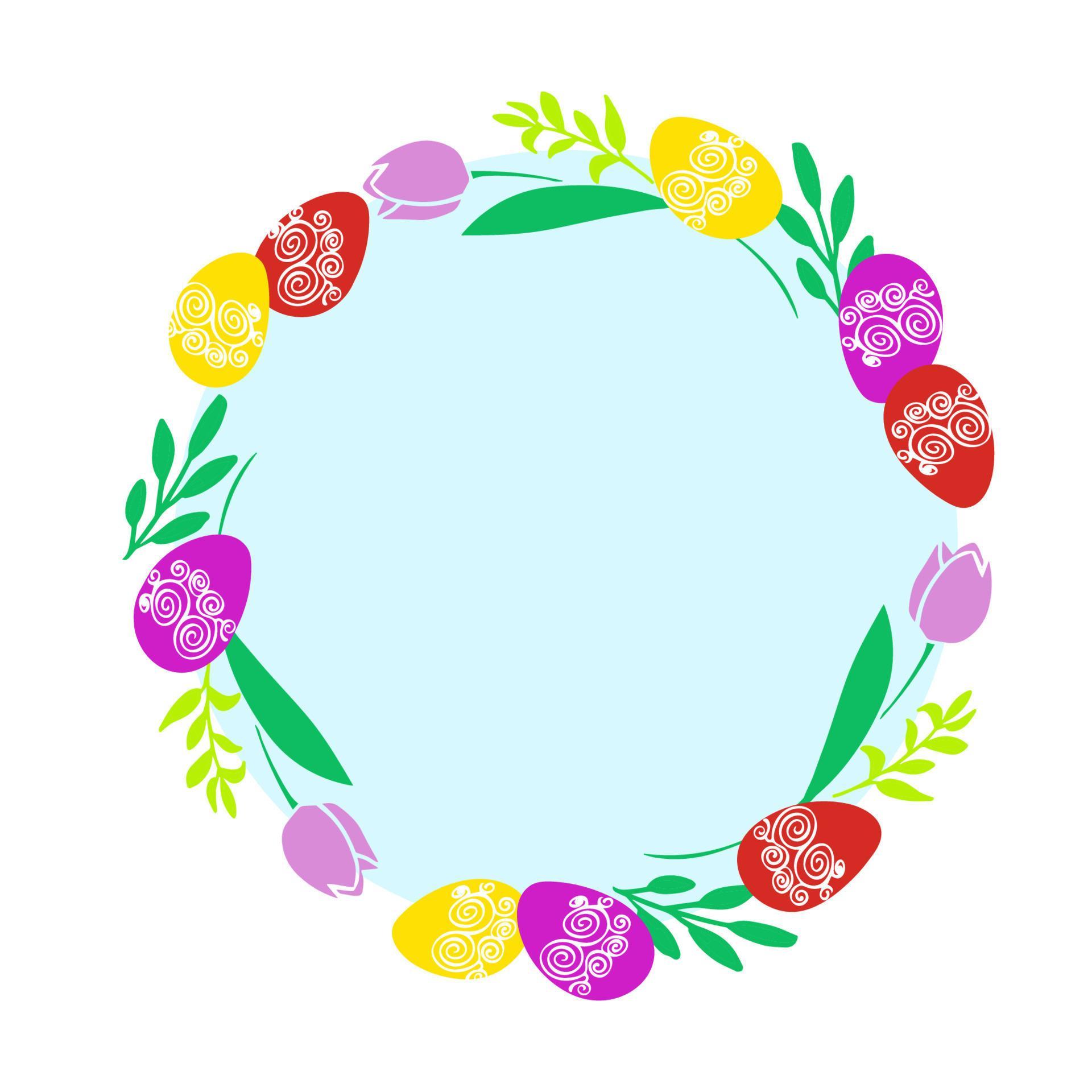 Illustration Easter wreath with spring flowers tulip and Easter egg Stock Free