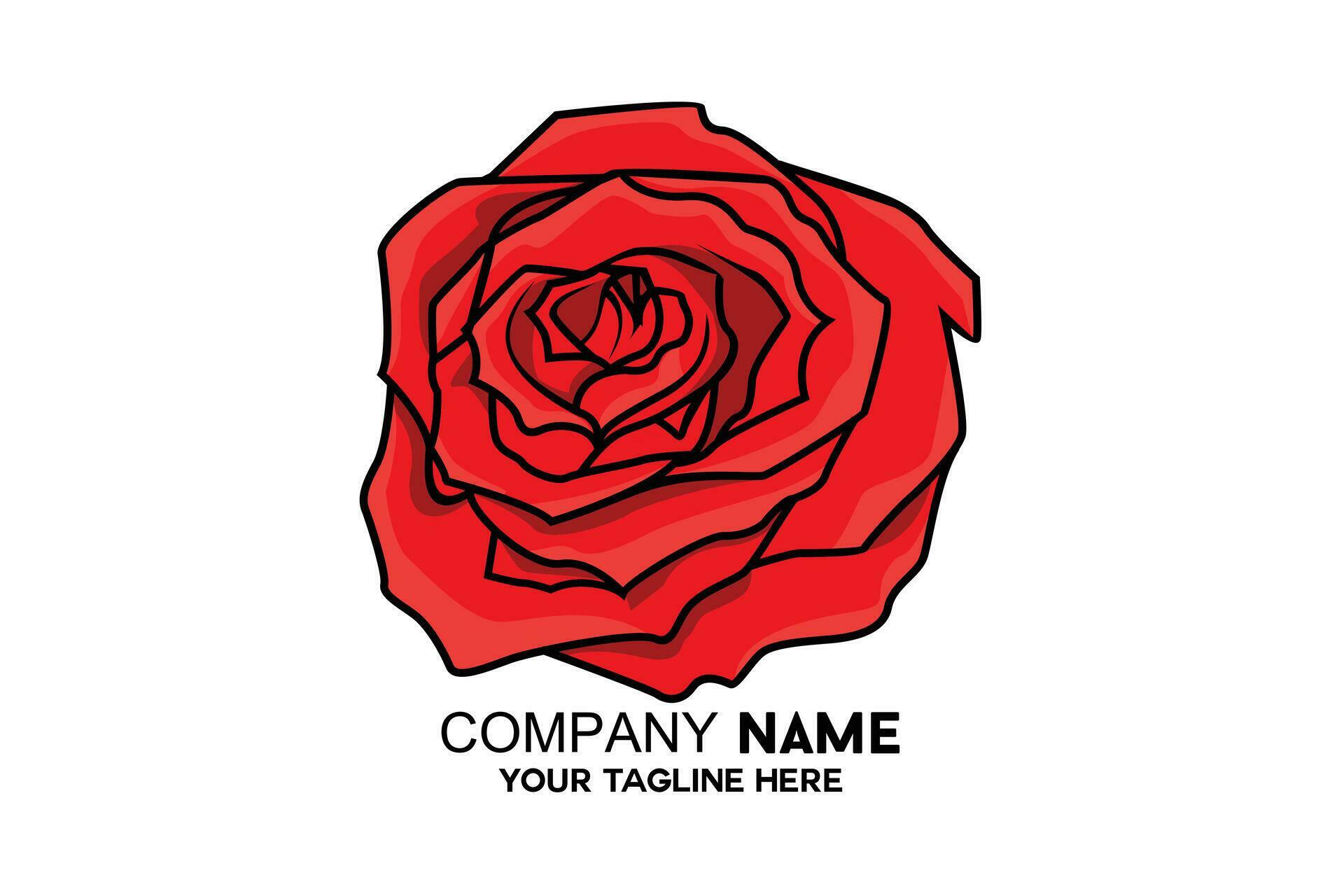 red blooming rose flower logo Stock Free