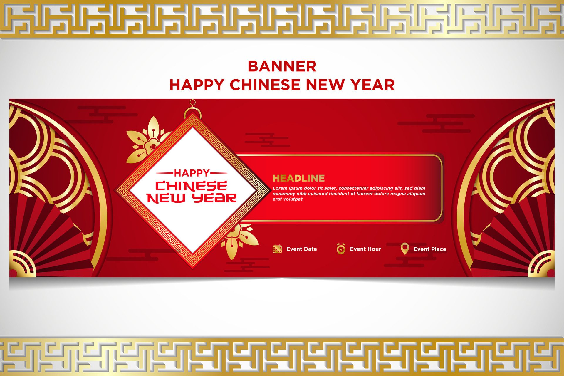 Vector Chinese New Year Festival Celebration Banner Template Free Vector