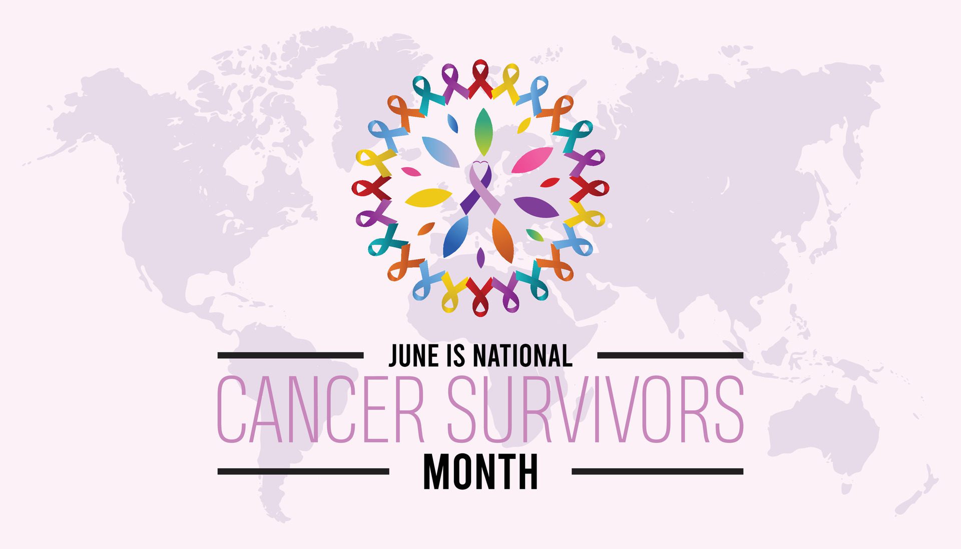 National Cancer Survivors Month observed every year in June. Template for background, banner, card, poster with text inscription. Free Vector