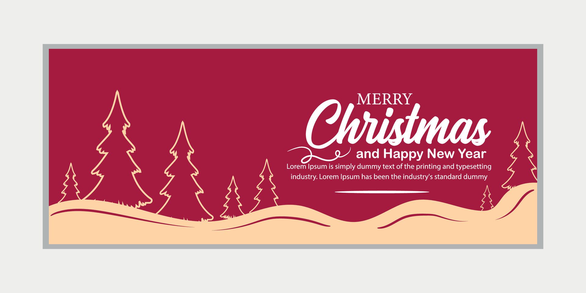 merry christmas banner set and happy new year banner, social media cover and web banner,Merry Christmas design for greeting card, Free Vector