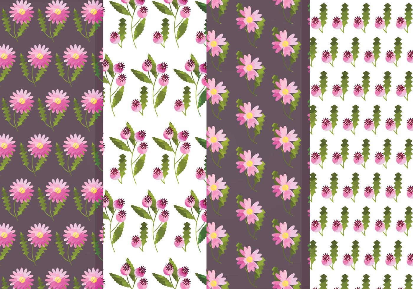 Vector Flower and Rosehip Pattern Set Stock Free and Free SVG