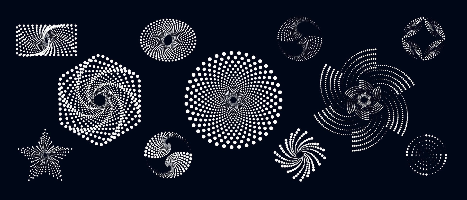 Circle dots pattern texture isolated on black background. Free Vector