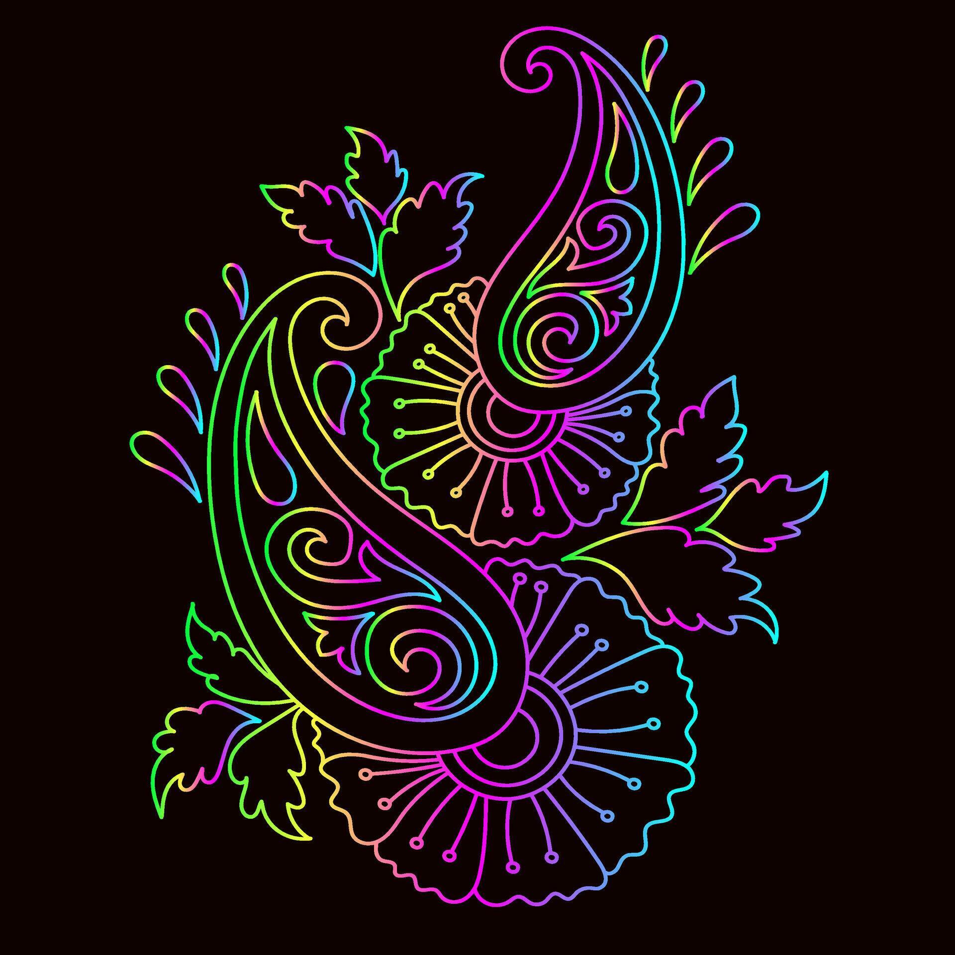Rainbow color line art floral vector illustration, colorful vintage decorative vector template, rainbow color flower ornaments. Stock Free and Free SVG