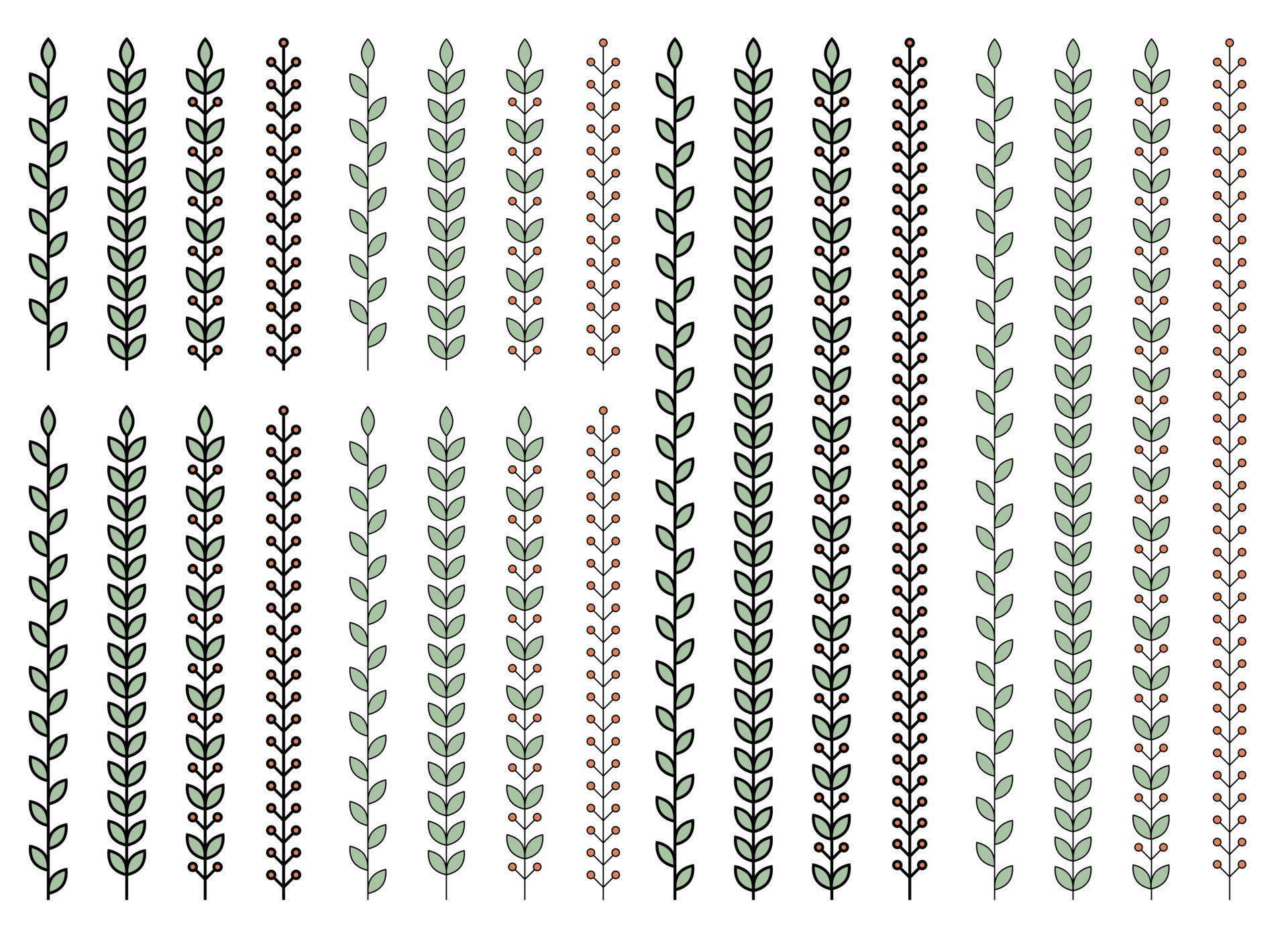 Outline flower with leaves vector set Stock Free