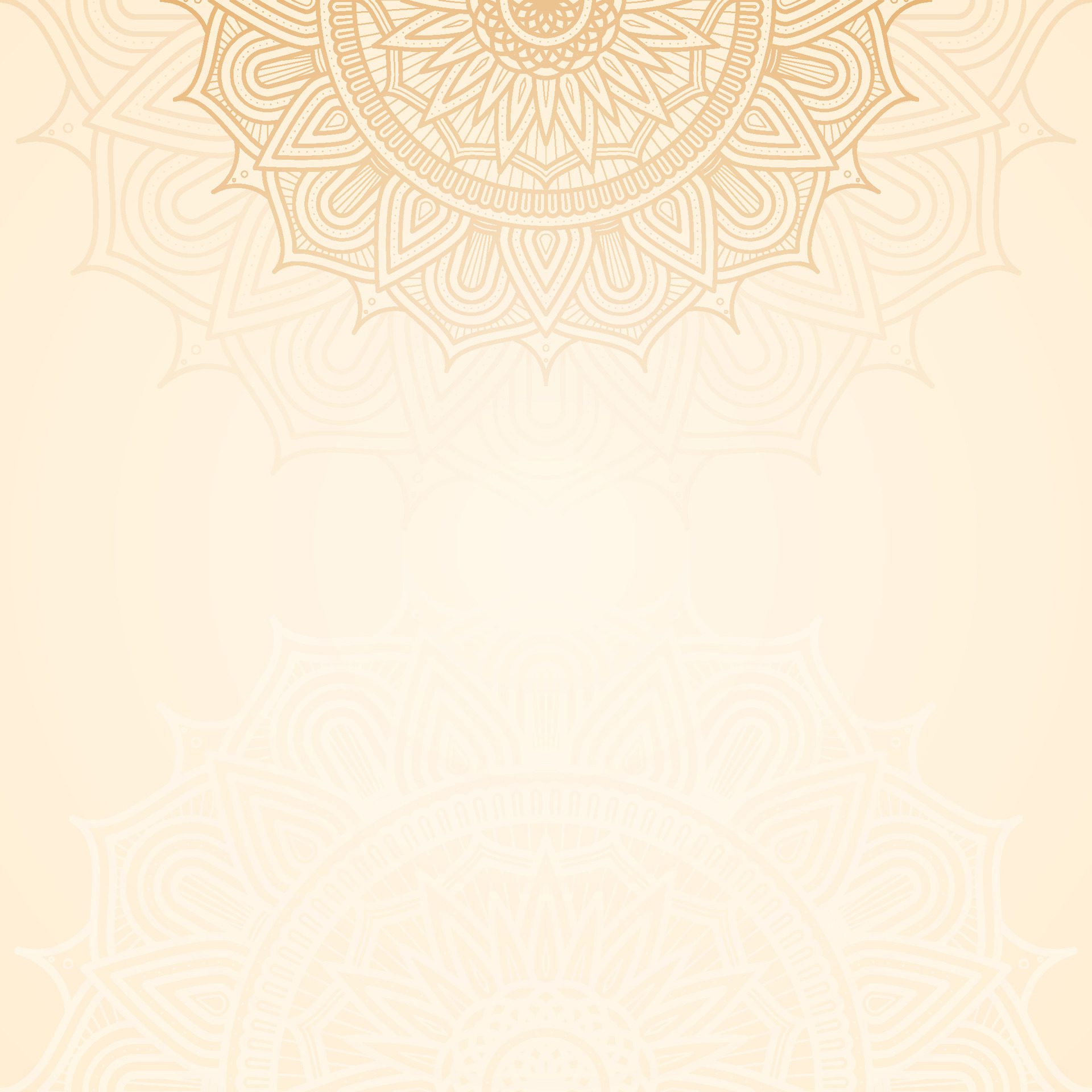 Glistening Geometric Mandala Patterns On Soft Yellow Gold Square Background Free Vector