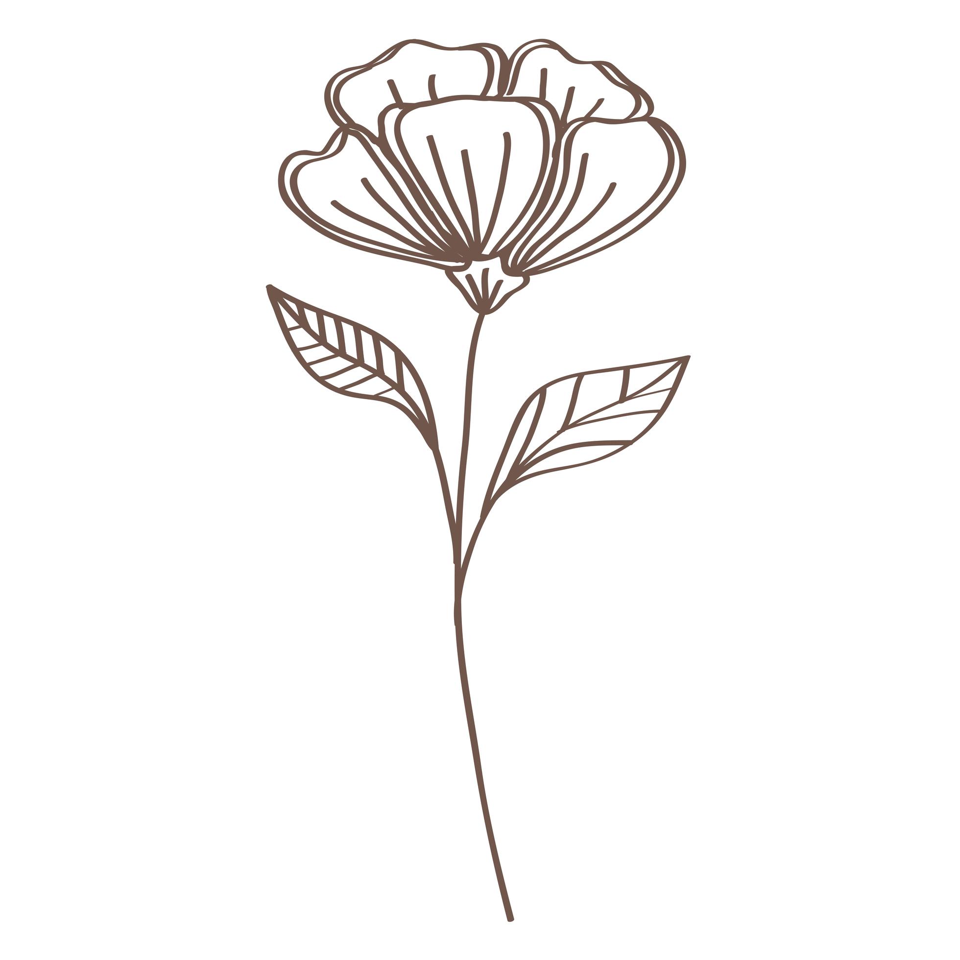 spring flower and leafs hand drawn style icon Stock Free