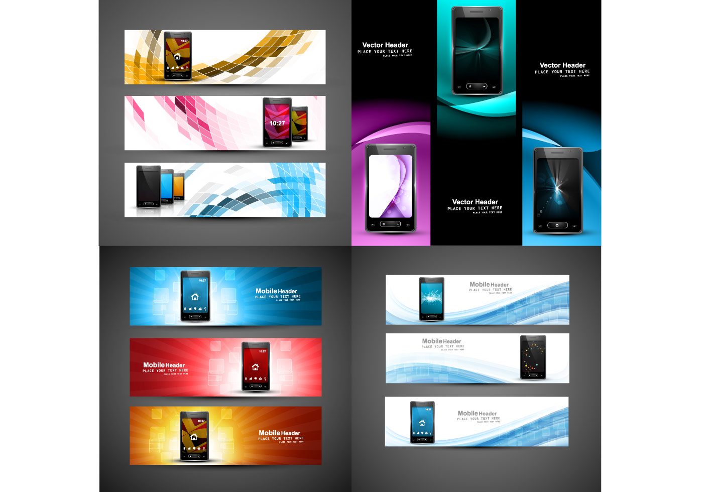 Headers For Mobile Phone Website Free Vector and Free SVG