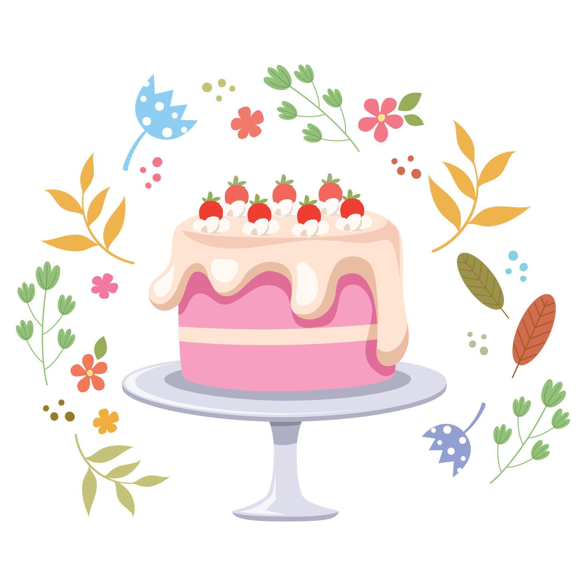 Cake and flower vector Stock Free