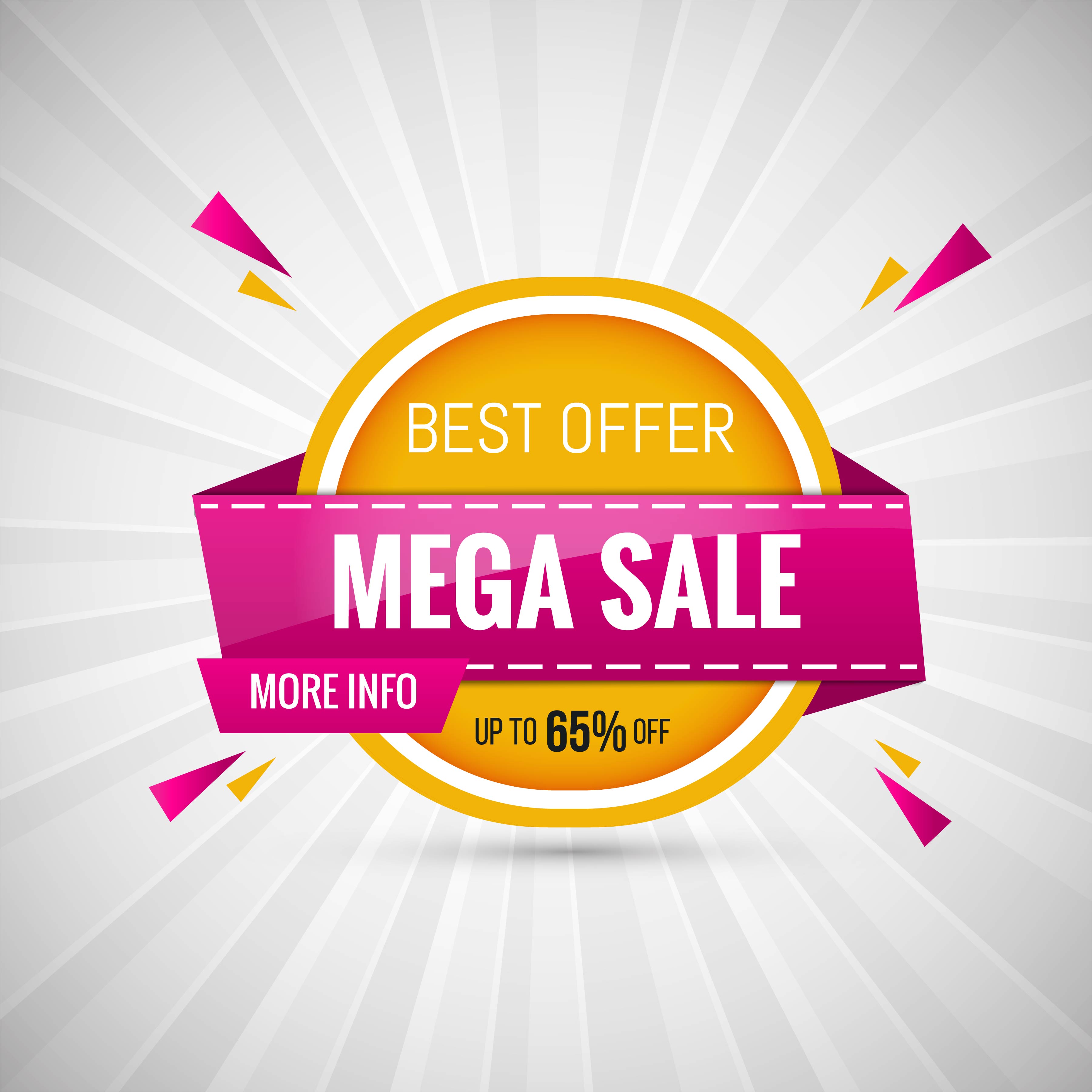 Mega Sale Design Banner colorful vector illustration Free Vector