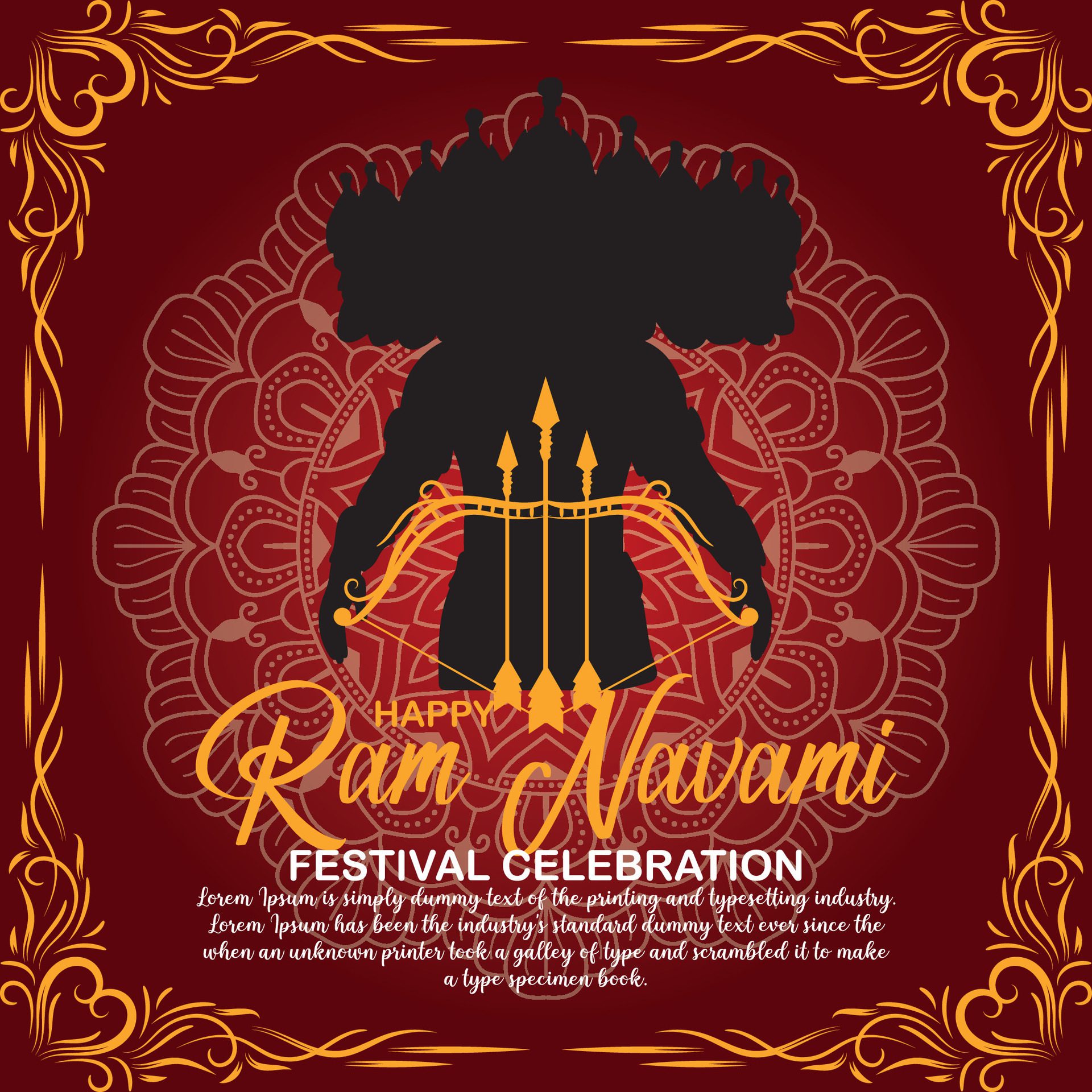 Happy Ram Navami cultural Banner Hindu festival vertical post wishes celebration card Ram Navami celebration background Free Vector