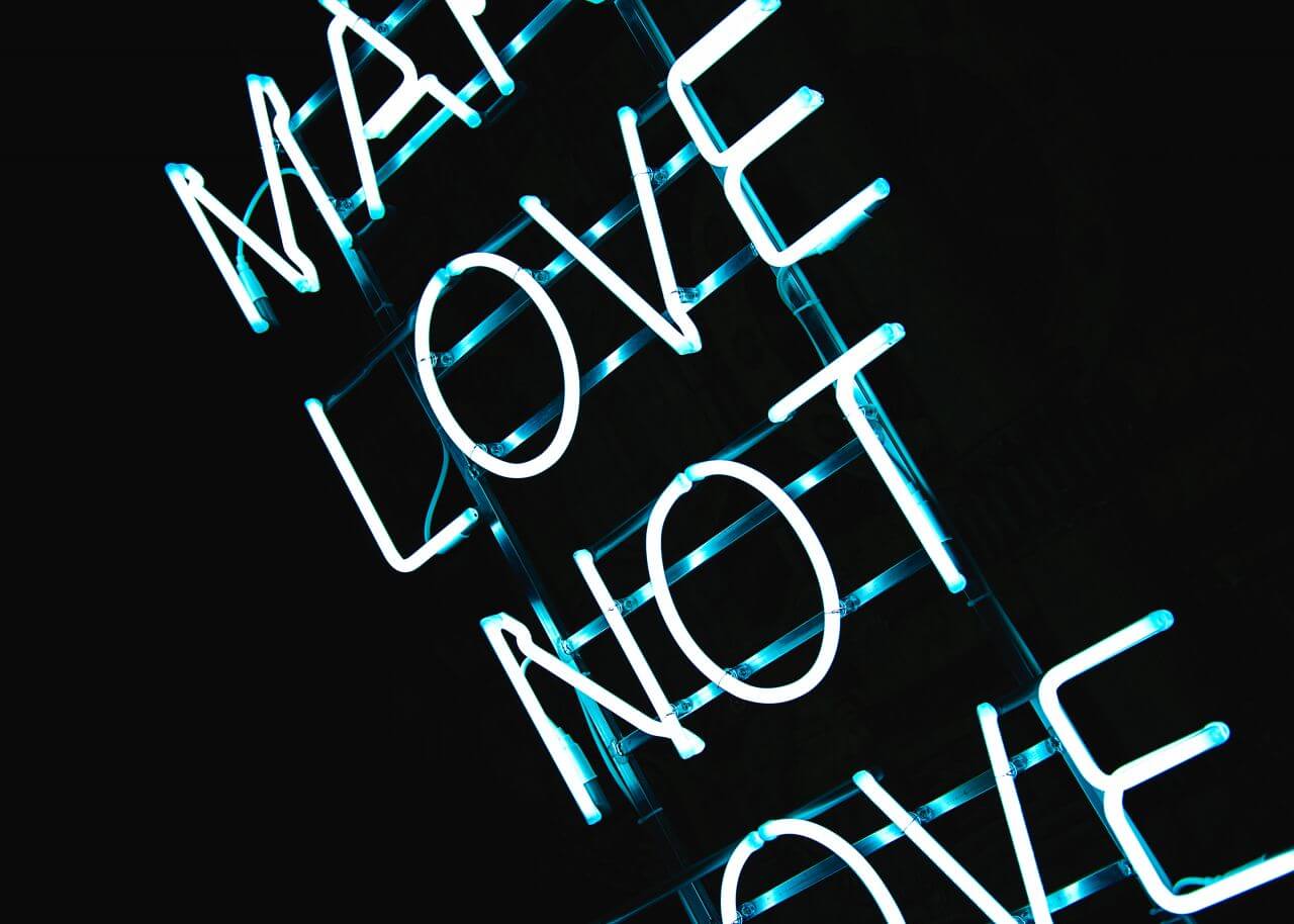 Make Love Not War Neon Sign Stock Free