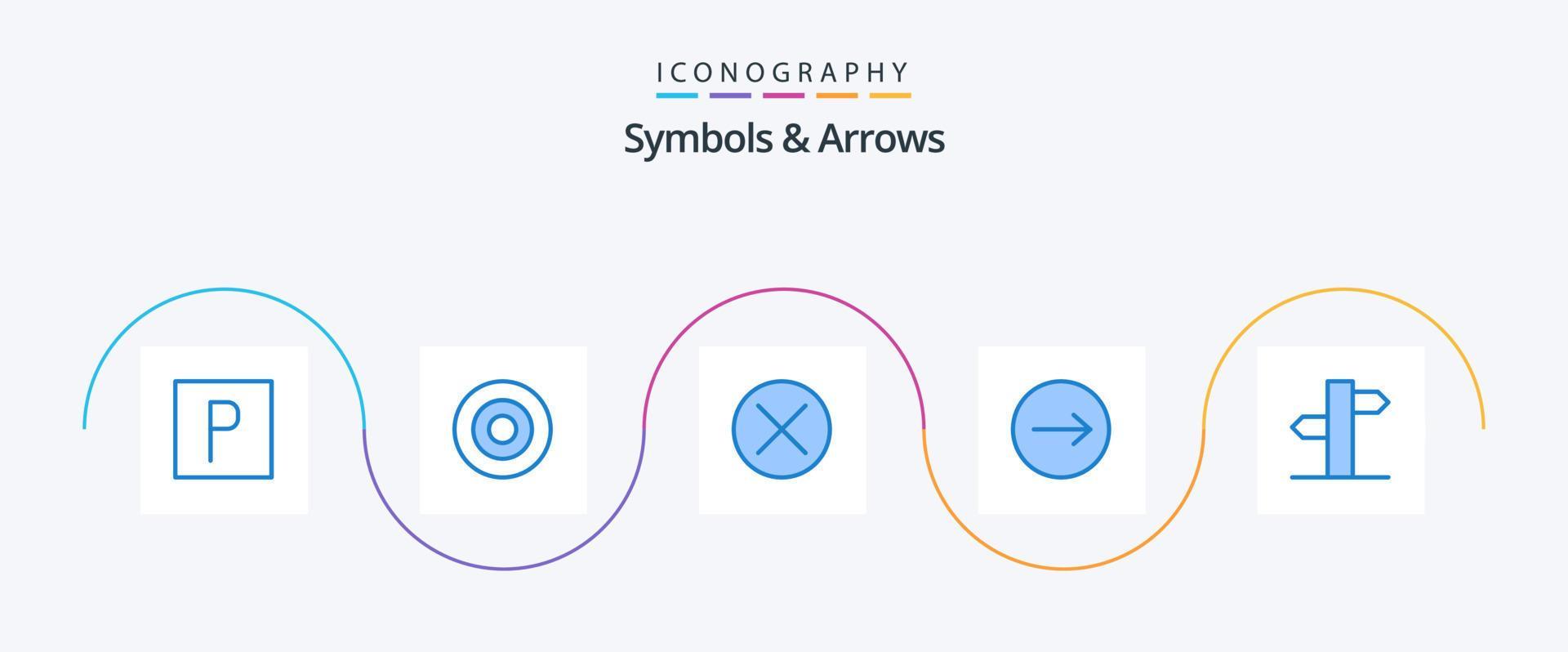 Symbols and Arrows Blue 5 Icon Pack Including direction. address. close. right. arrows Stock Free