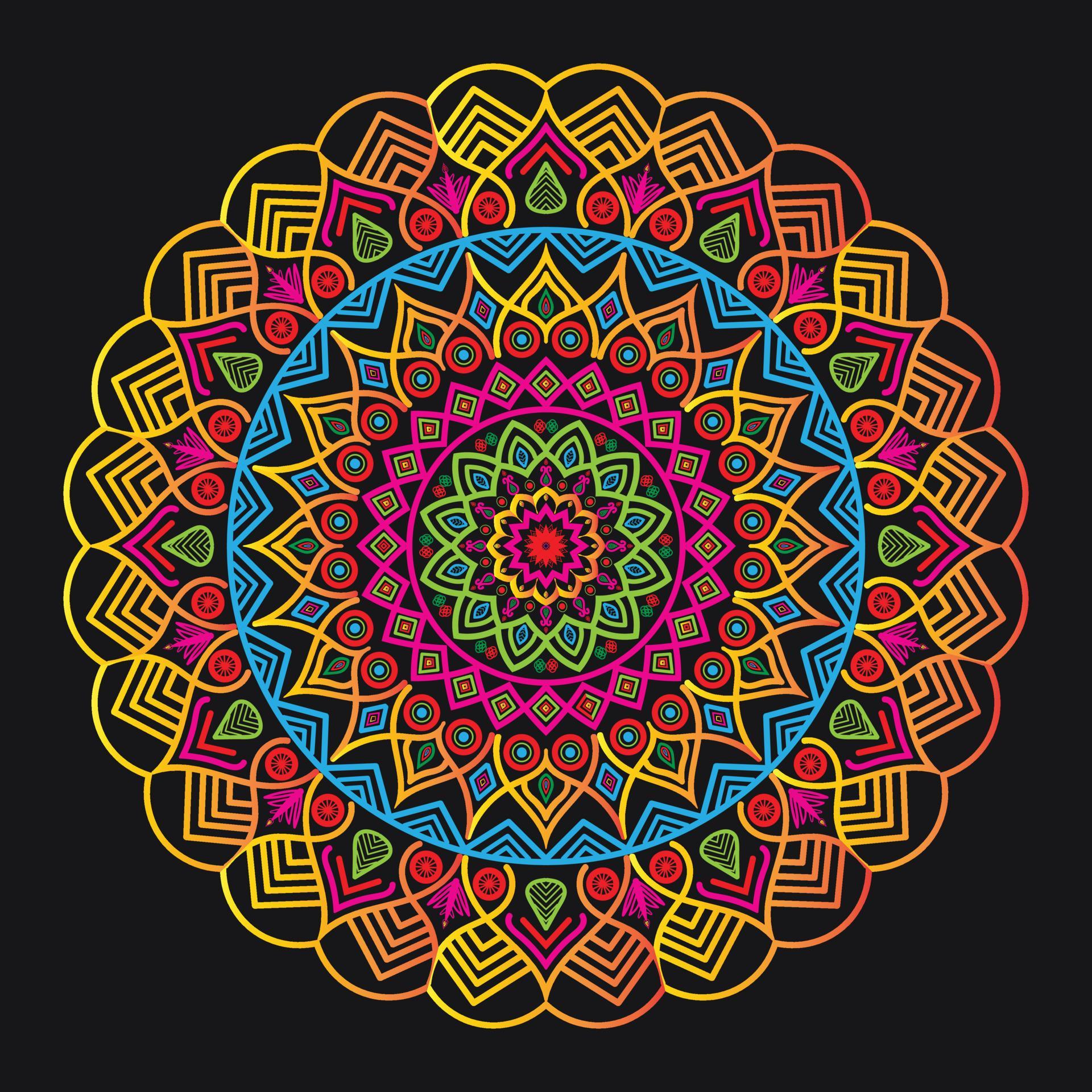 New Flowers coloring mandala design Stock Free and Free SVG