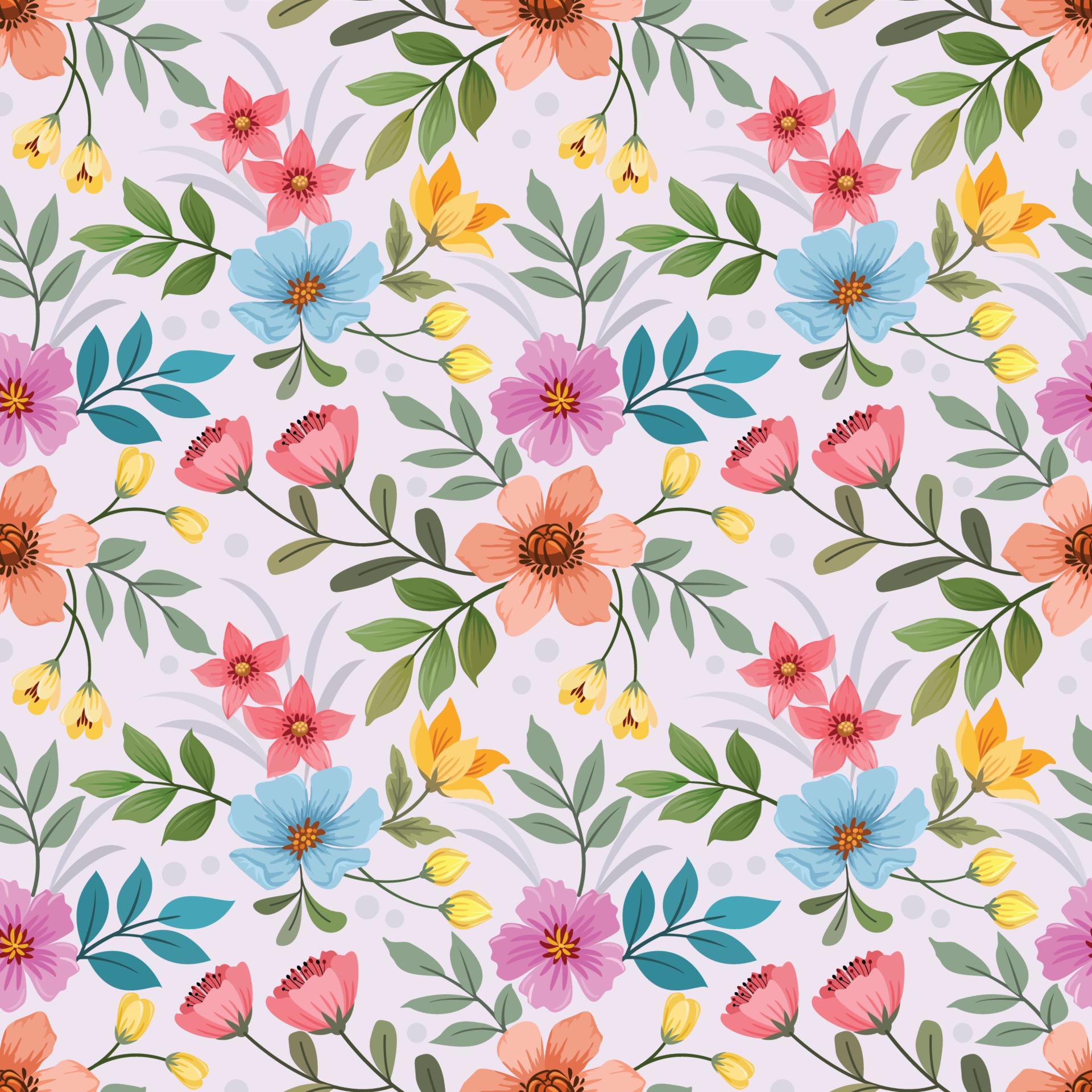 Colorful flowers seamless pattern for fabric textile wallpaper. Stock Free