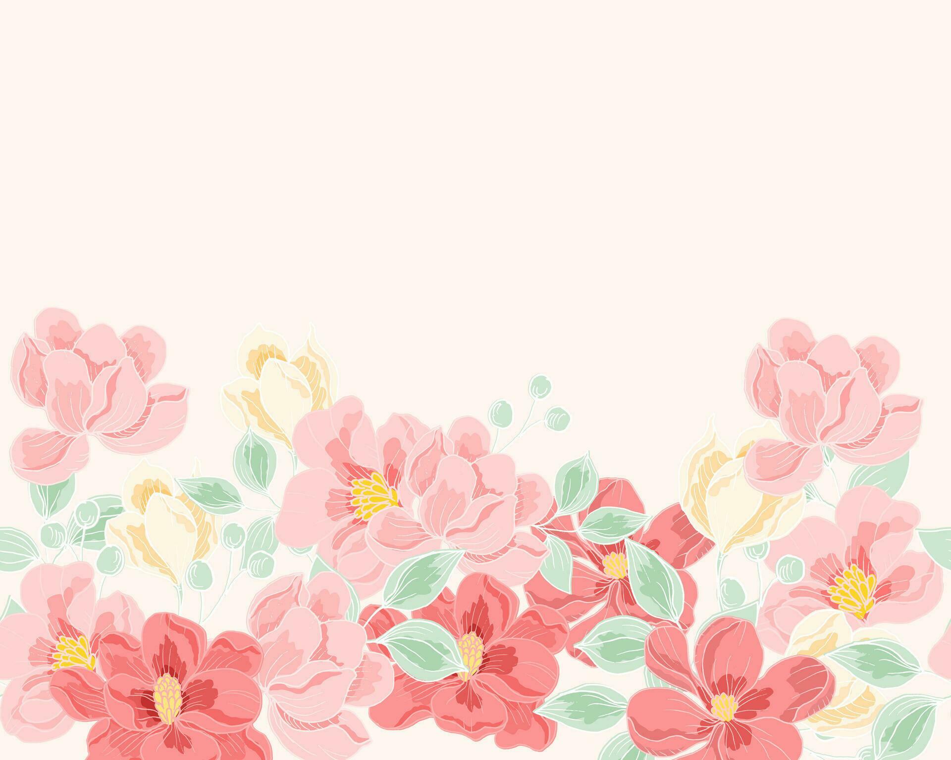 Hand Drawn Magnolia Flower Seamless Background Stock Free and Free SVG