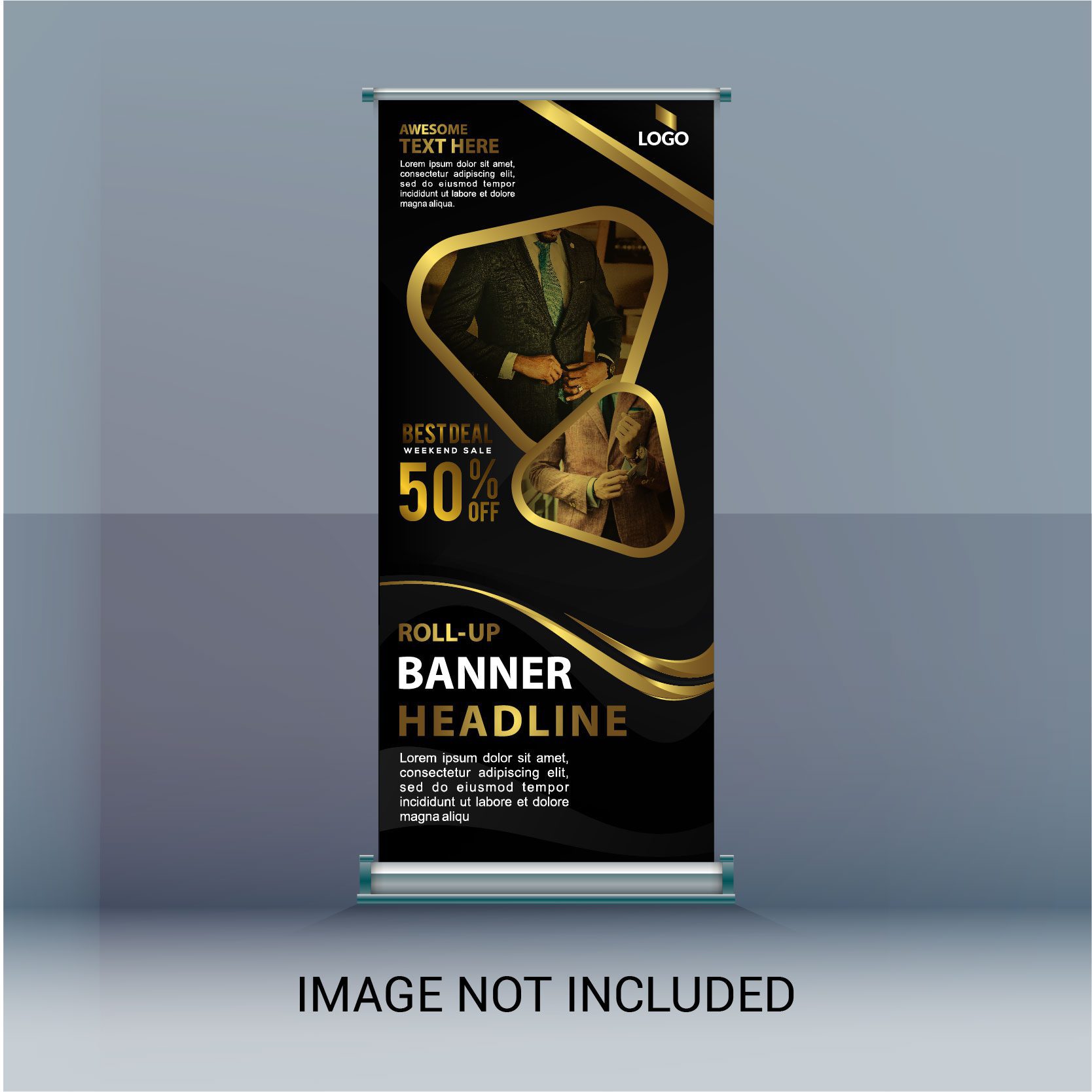 Roll Up Gold Sale Banner Free Vector