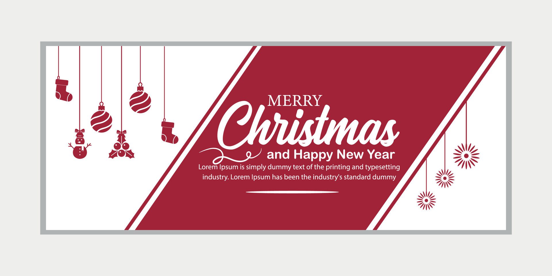 merry christmas banner set and happy new year banner, social media cover and web banner,Merry Christmas design for greeting card, Free Vector