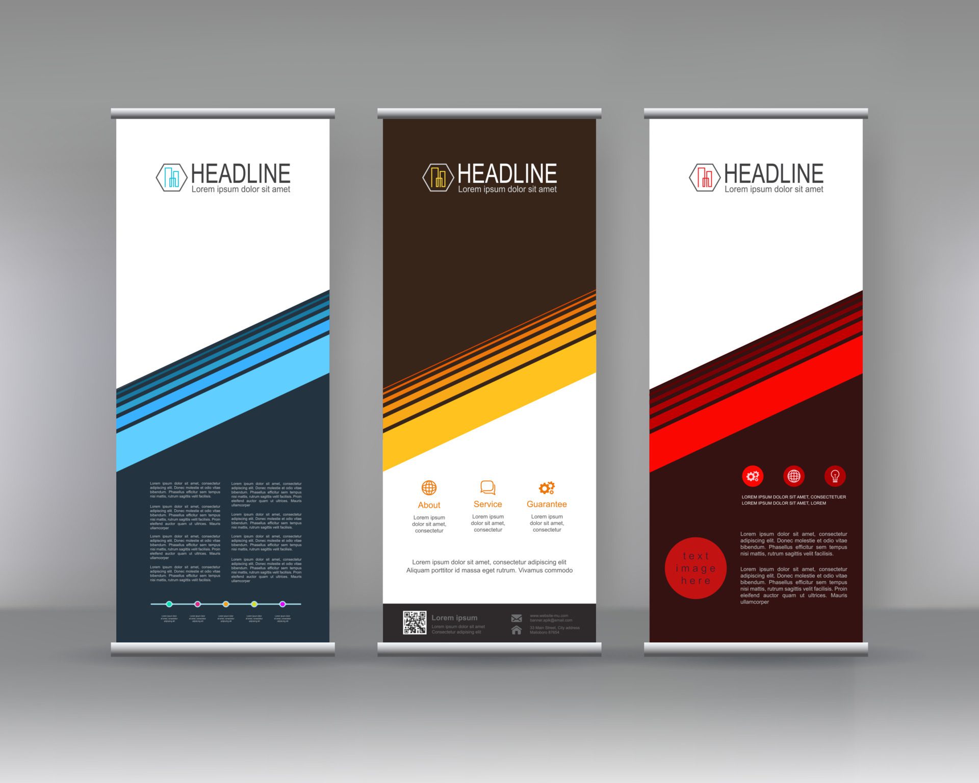 Roll up banner stand brochure flyer vertical template design, covers ,infographics ,vector abstract geometric background, modern x-banner Free Vector