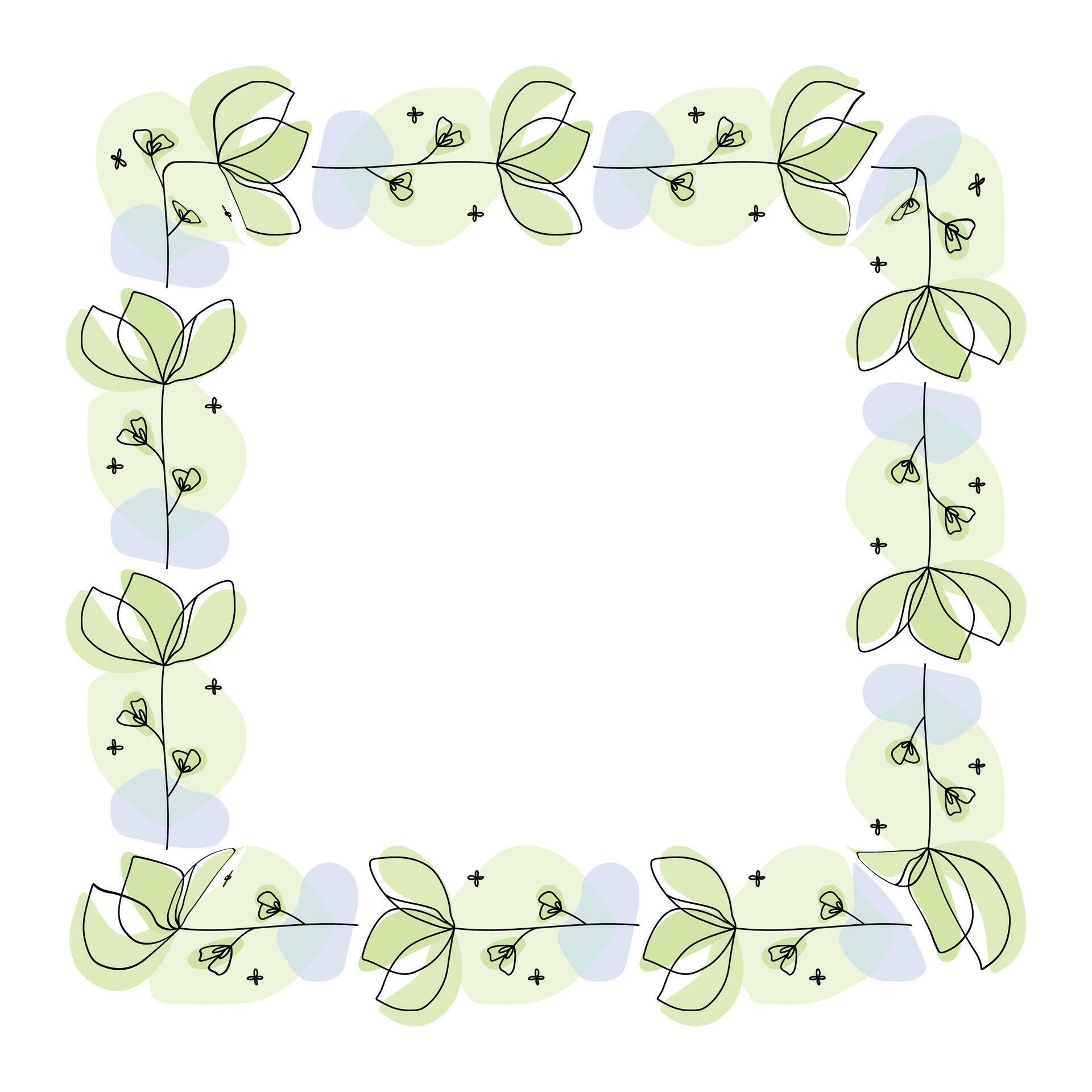 Hand drawn flowers wreath frame on white background Stock Free