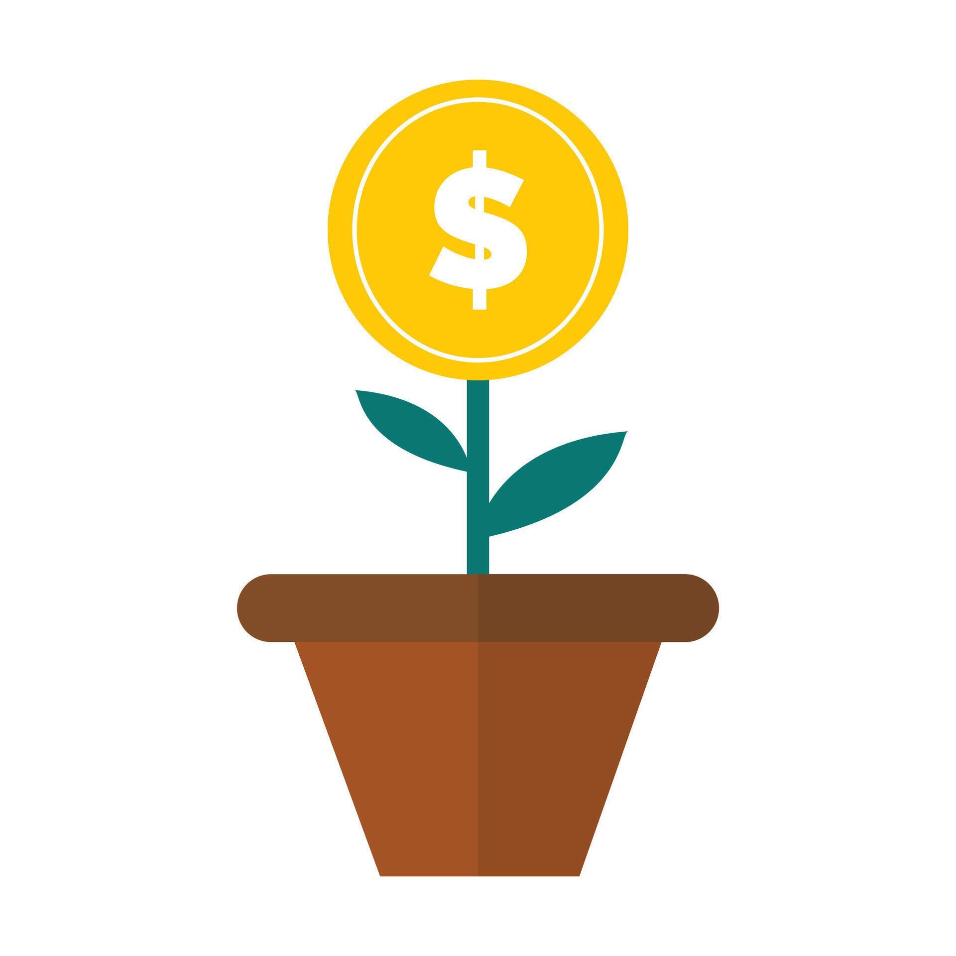 mission money flower pot icon flat illustration of mission money flower pot Stock Free