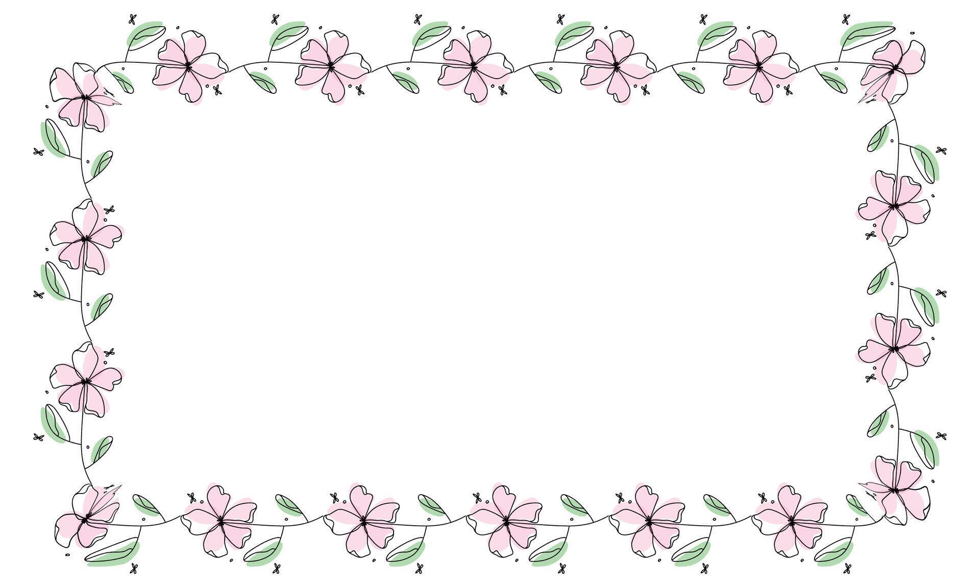 Hand drawn flowers wreath frame on white background Stock Free