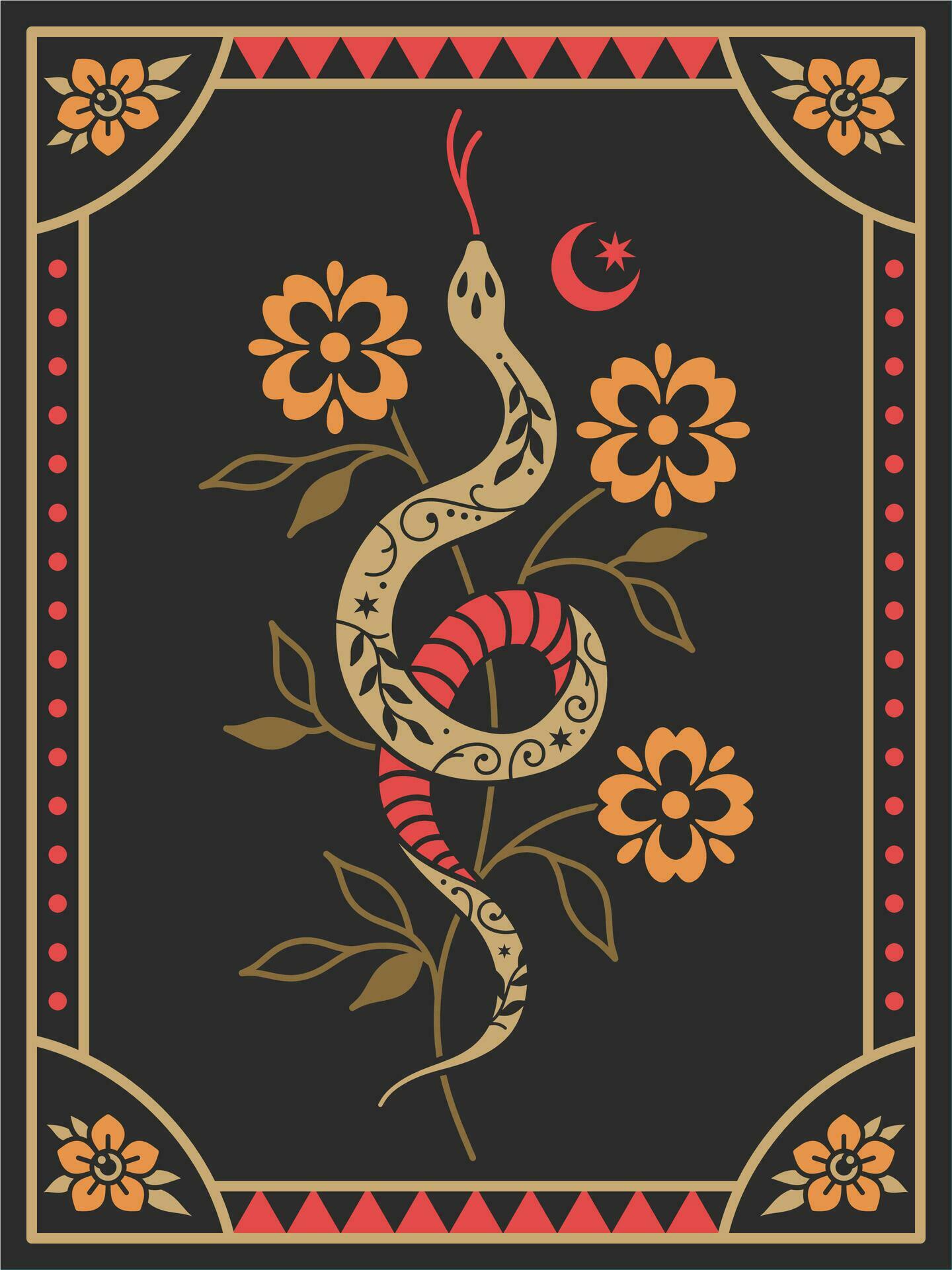 flower and snake design, quality vector design. Stock Free and Free SVG