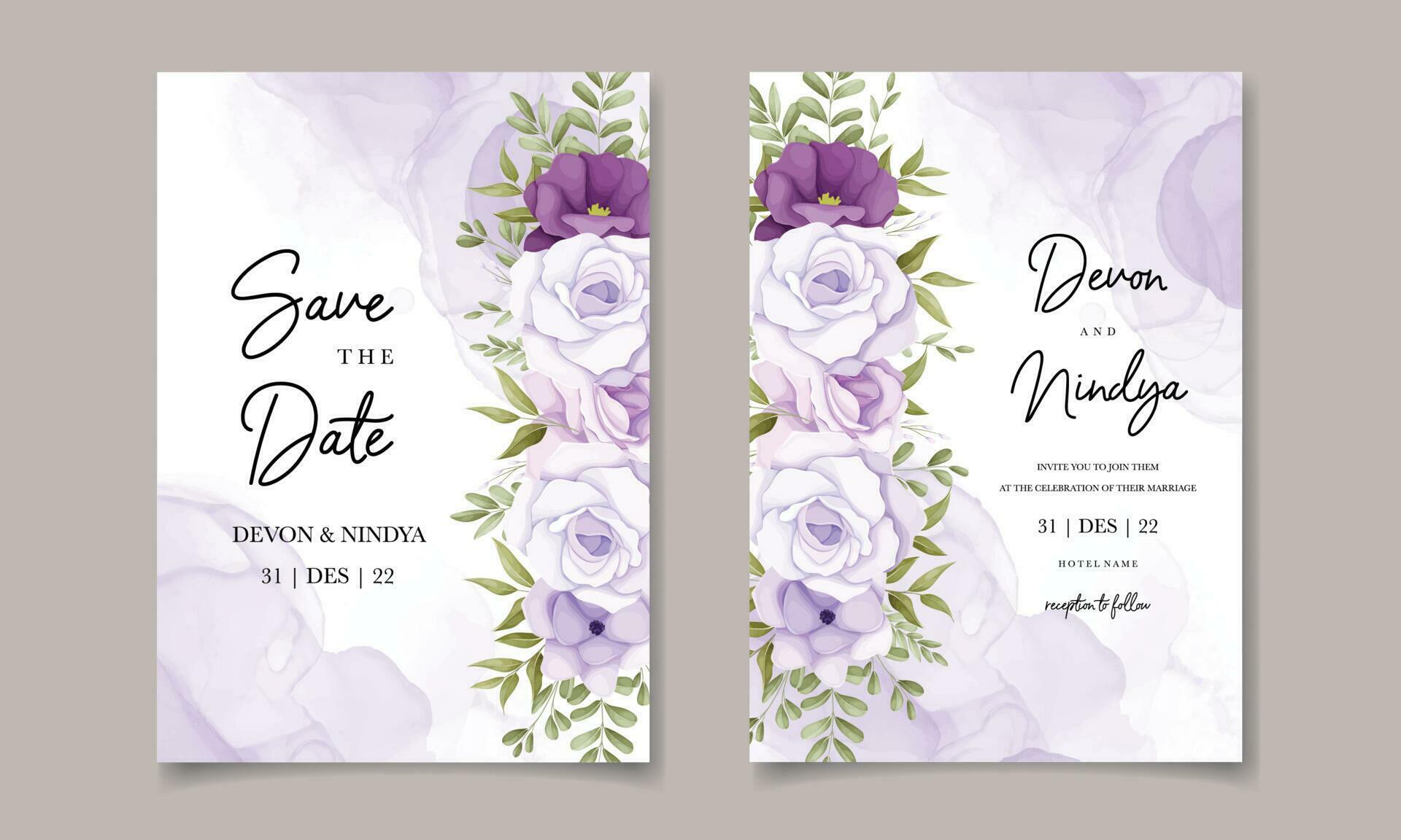 Elegant wedding invitation card with soft flower Stock Free