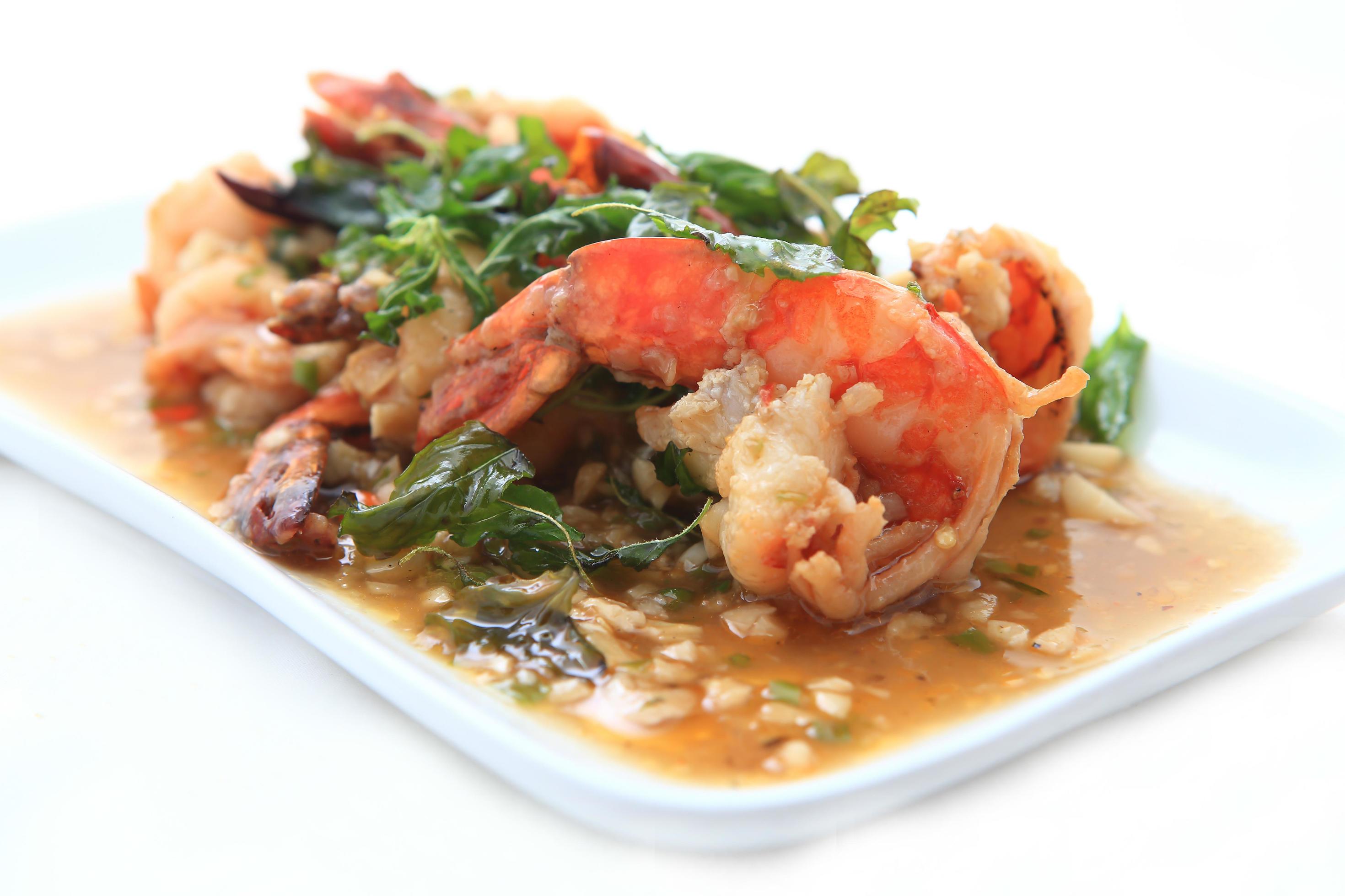 Thai food, shrimp ,with chili pepper Stock Free