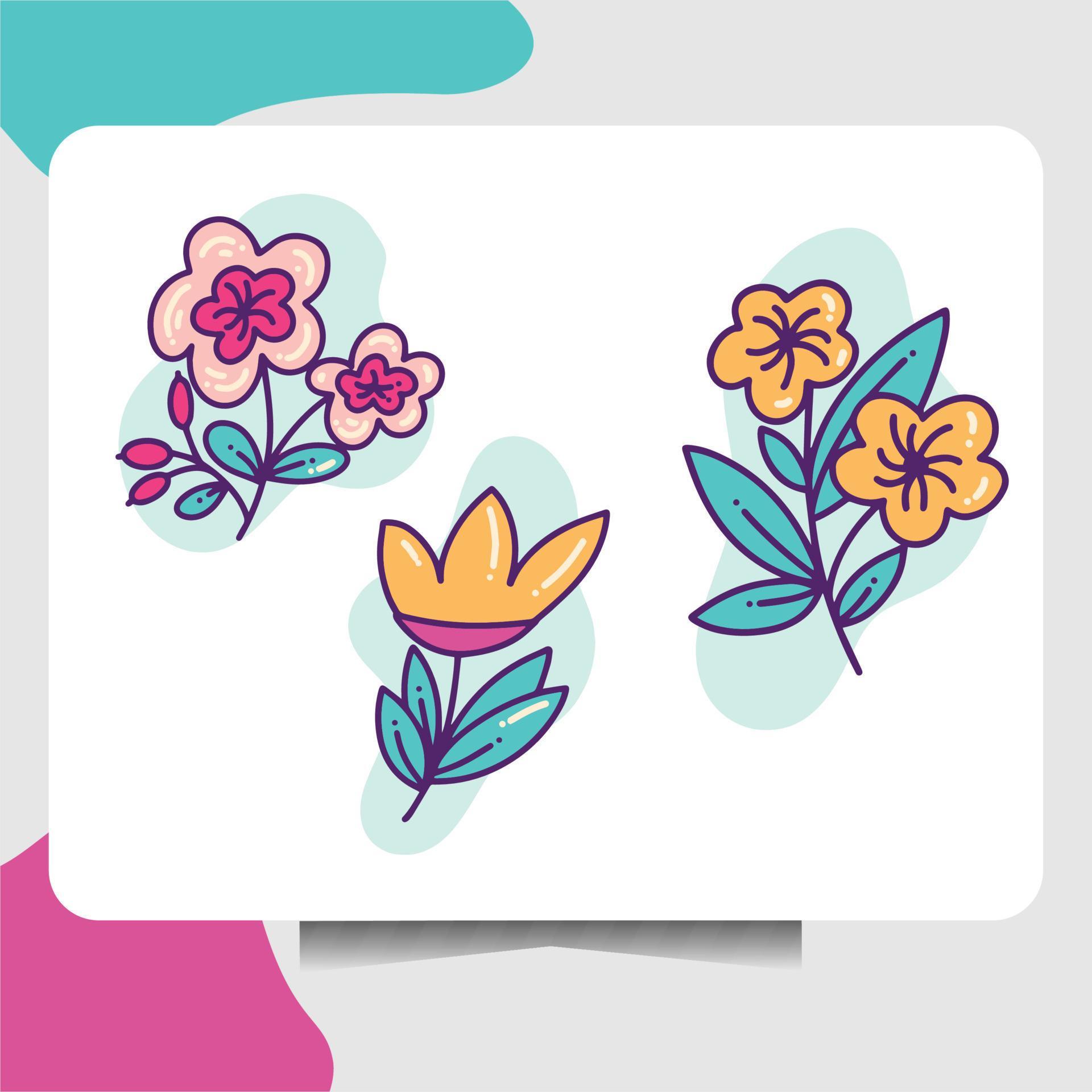 abstract doodle flower with flat design Stock Free